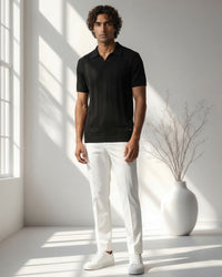 Ink Black Horizon V-Polo - 100% Cotton - II