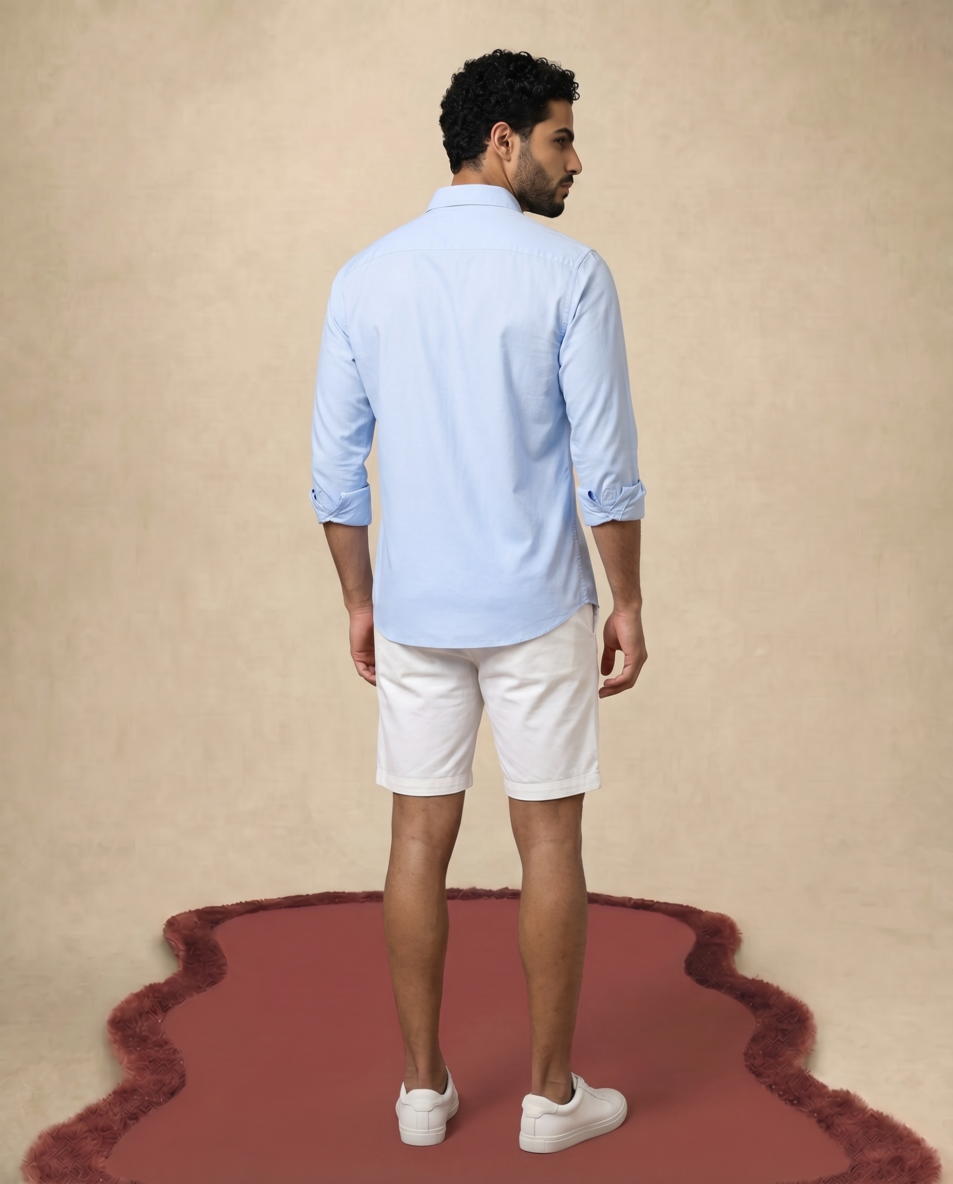 Sky Blue Heavy Oxford Stretch Cotton Shirt