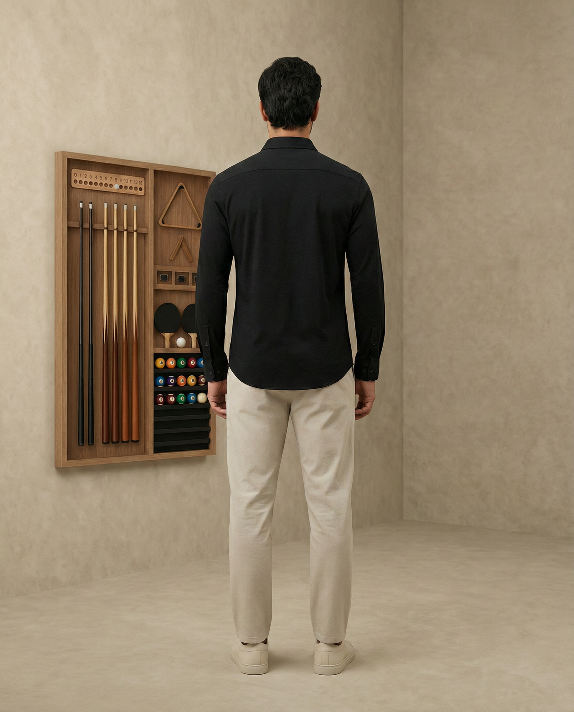 Ink Black Poplin Stretch Cotton Shirt