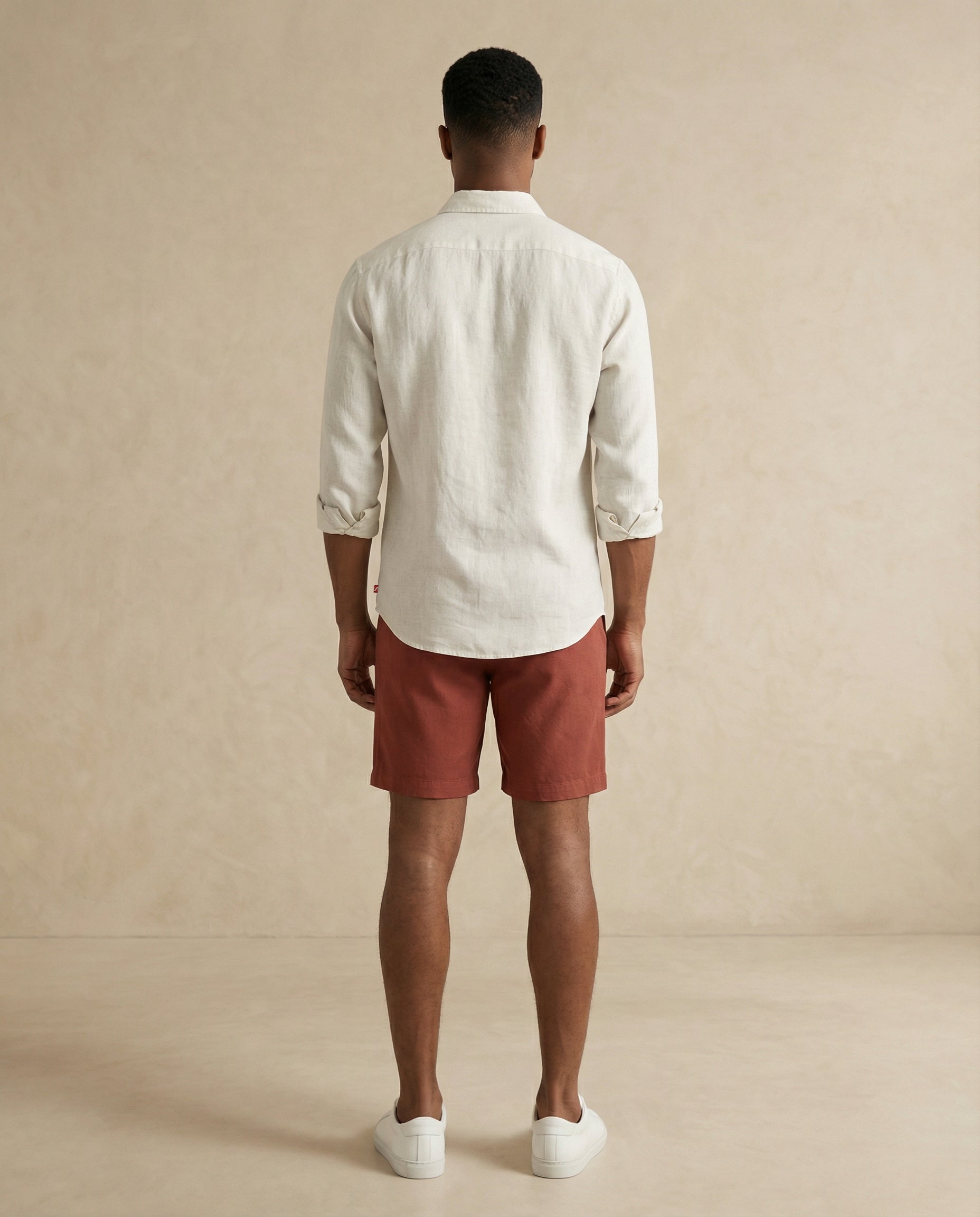 Natural Linen Blend Half-placket Shirt