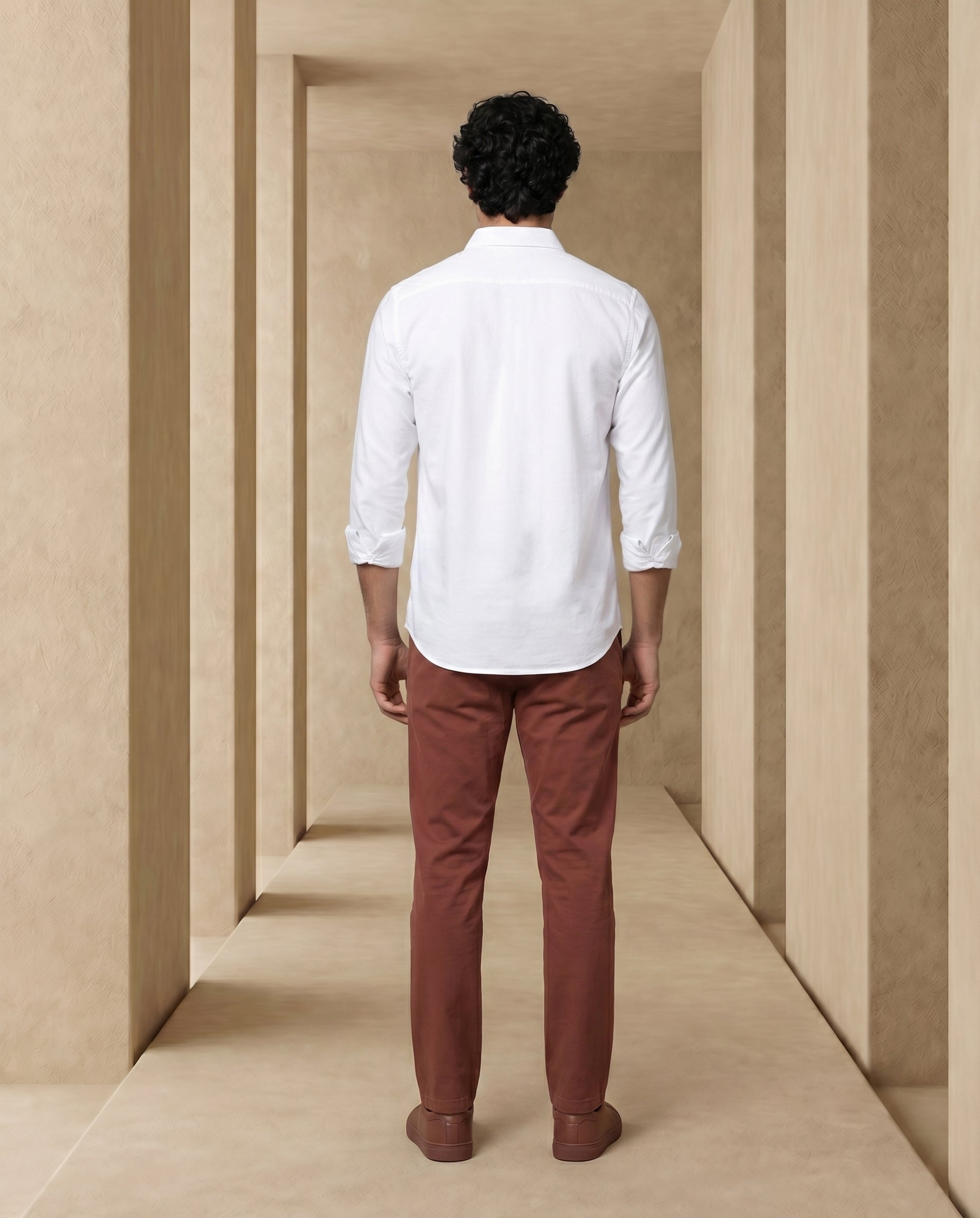 Pure White Heavy Oxford Stretch Cotton Shirt