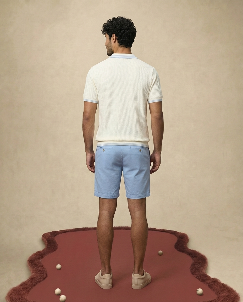Soft White Ultra Stretch Waffle V-Polo