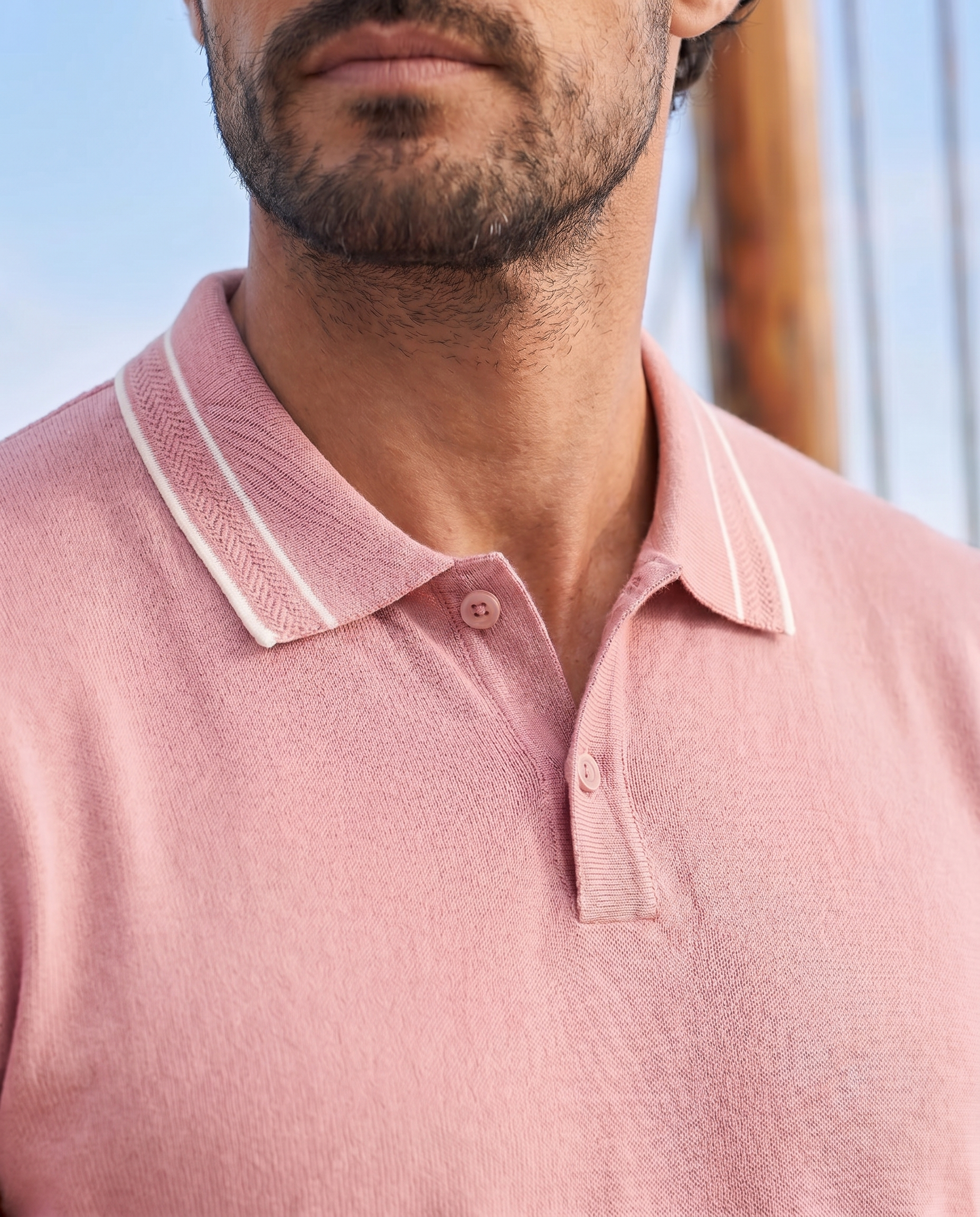 Clay Pink Structured Collar Tipping B-Polo