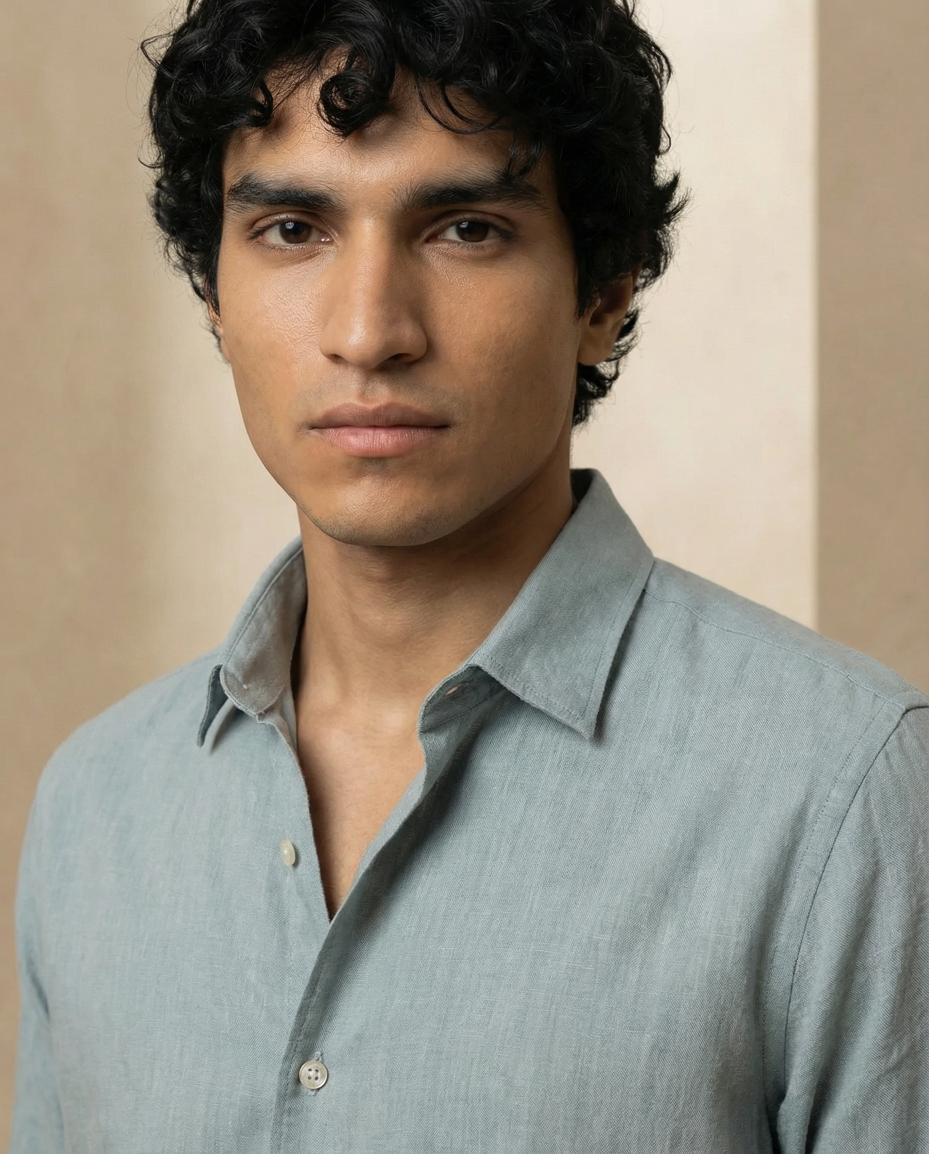 Asphalt Blue Linen Blend Shirt