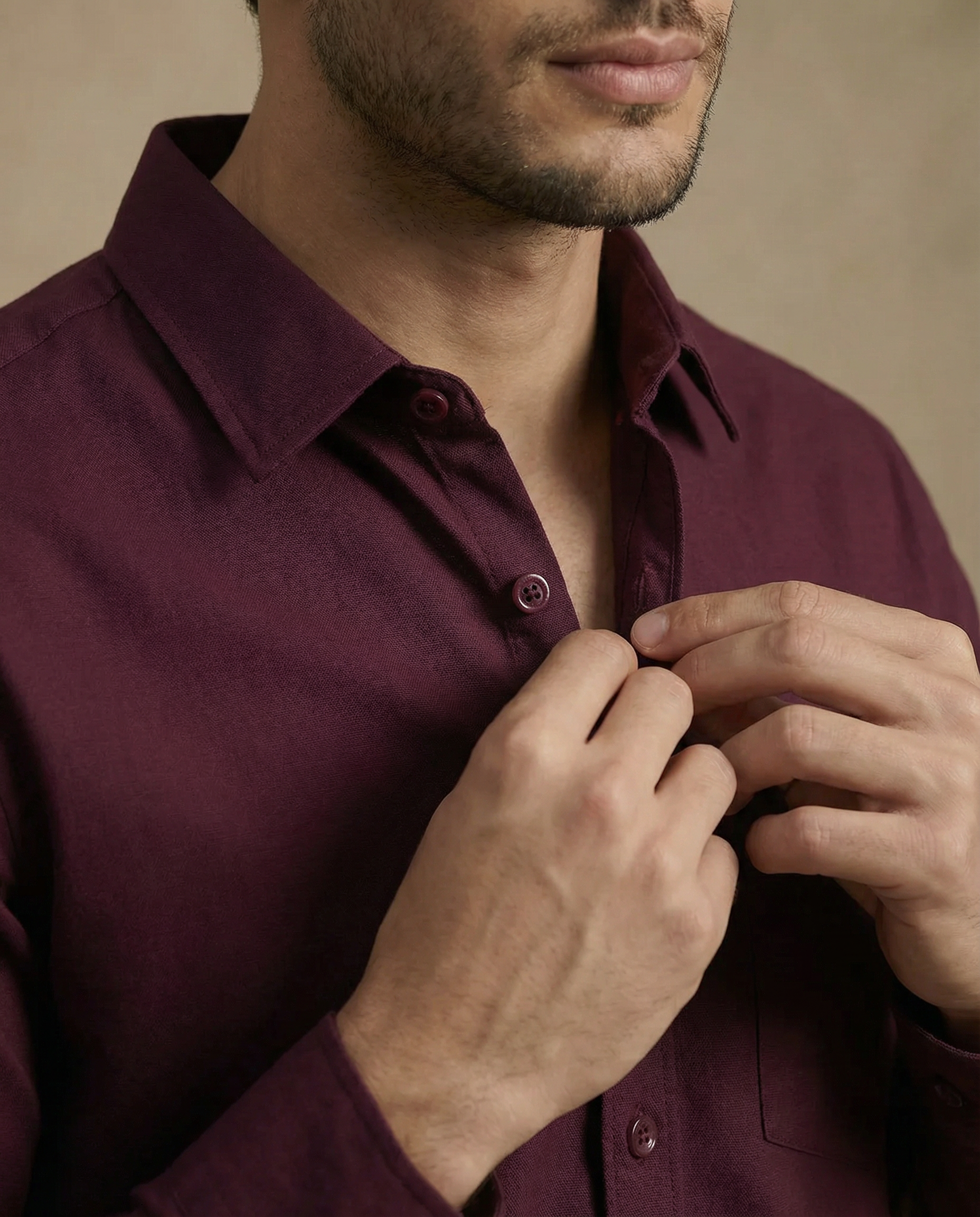 Deep Maroon Heavy Oxford Stretch Cotton Shirt