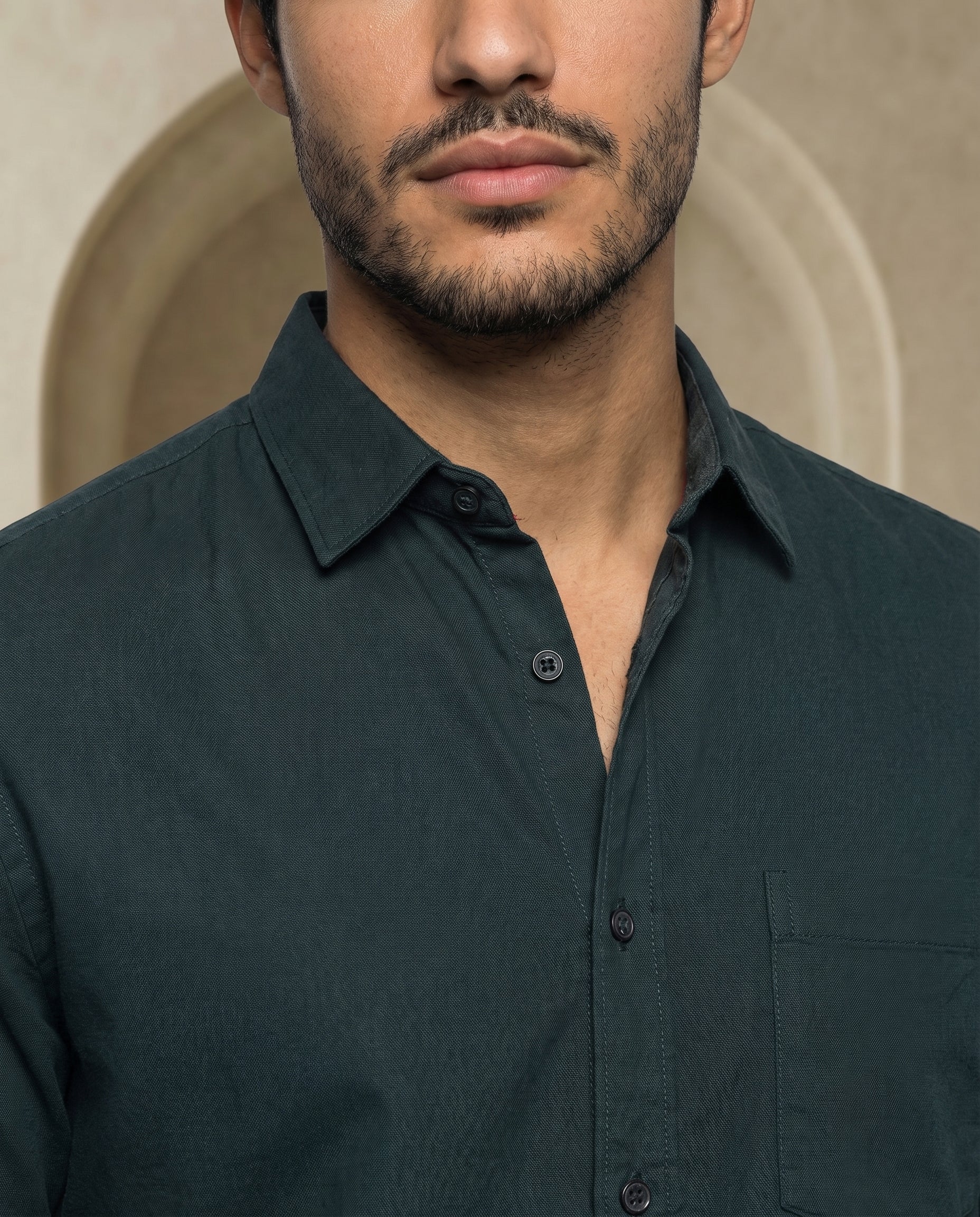 Forest Green Heavy Oxford Stretch Cotton Shirt