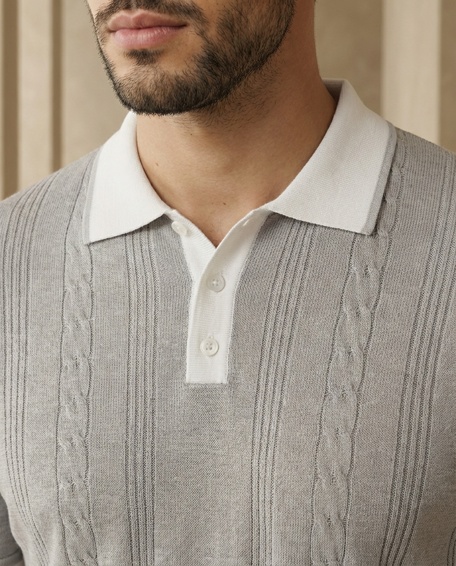 Dark Natural Tri-Colour Cable V-Polo