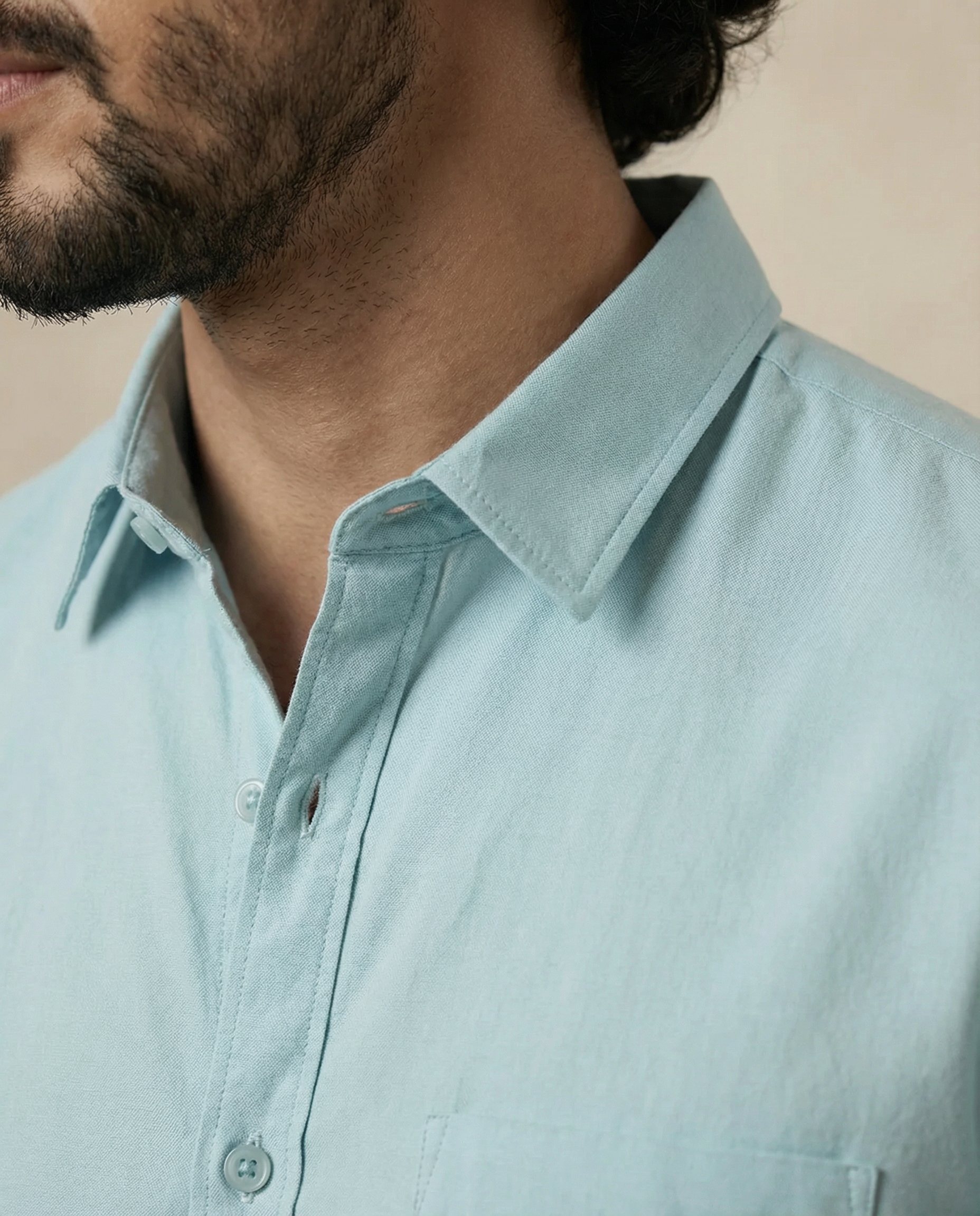 Mint Green Heavy Oxford Stretch Cotton Shirt