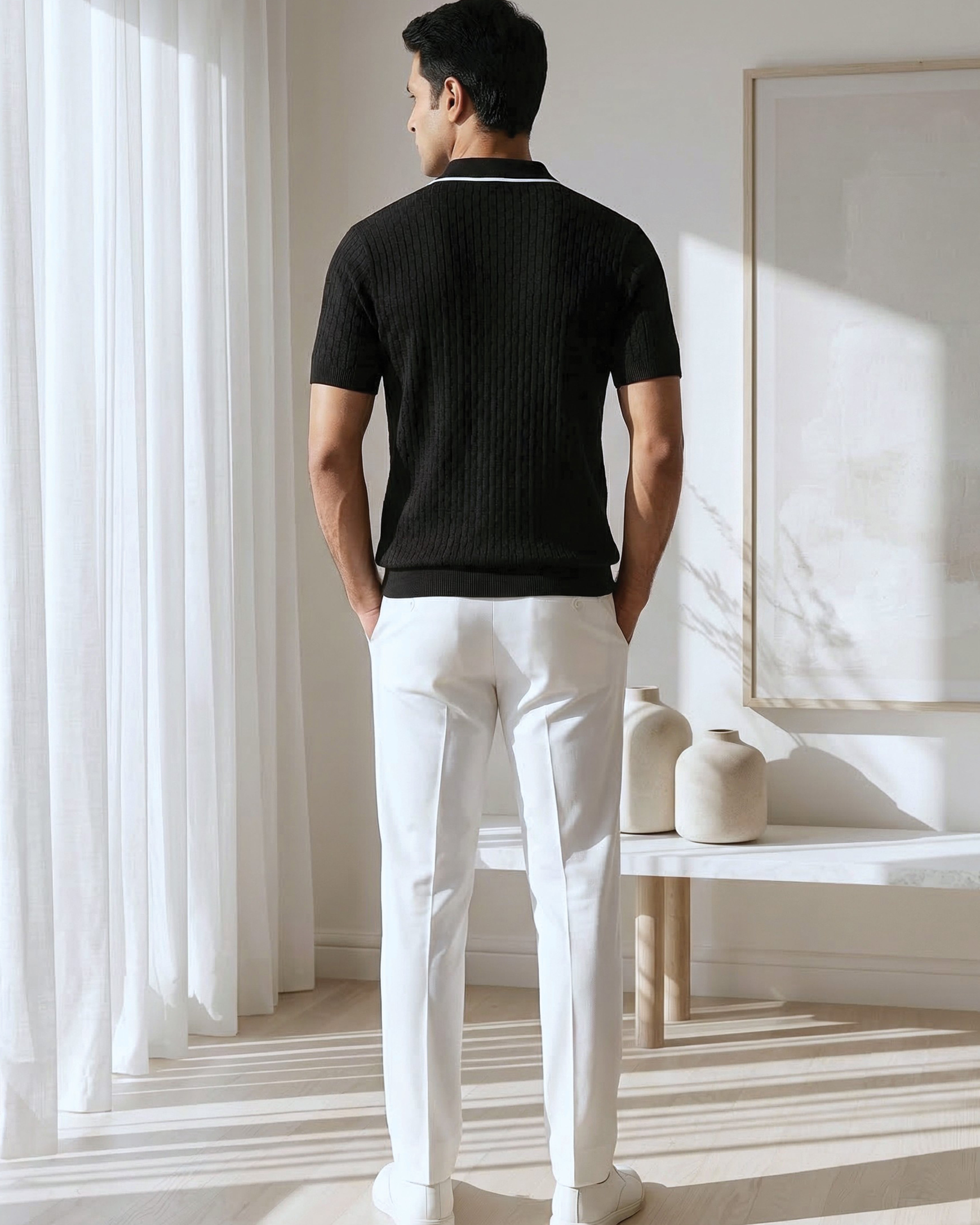 Soft White Piping Basket V-Polo