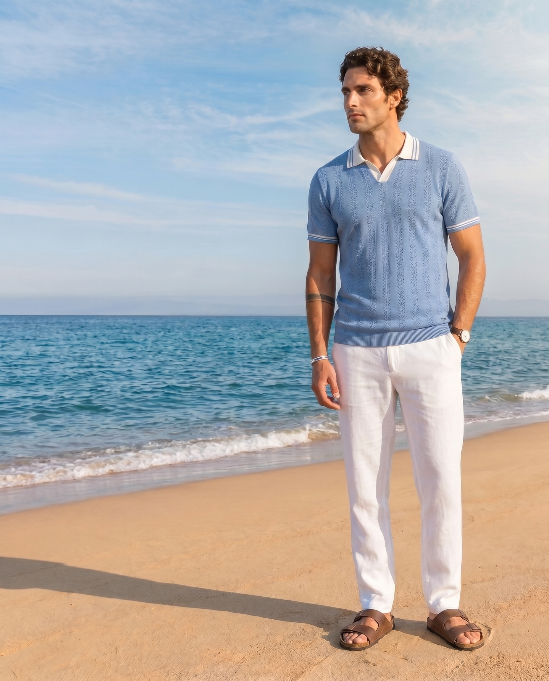 Sky Blue Mill Varsity V-Polo
