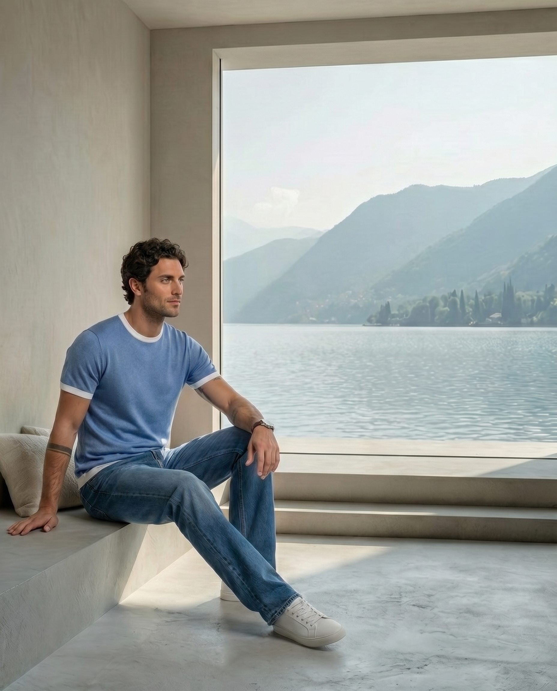 Sky Blue Mill Contrast T-Shirt