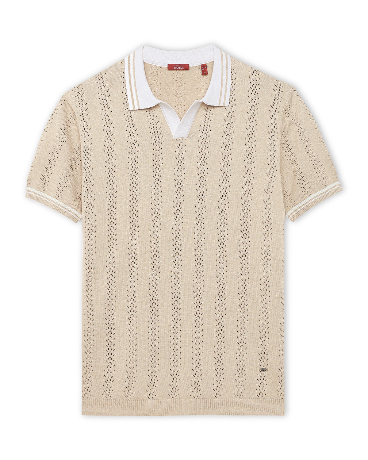 Beige Mill Varsity V-Polo
