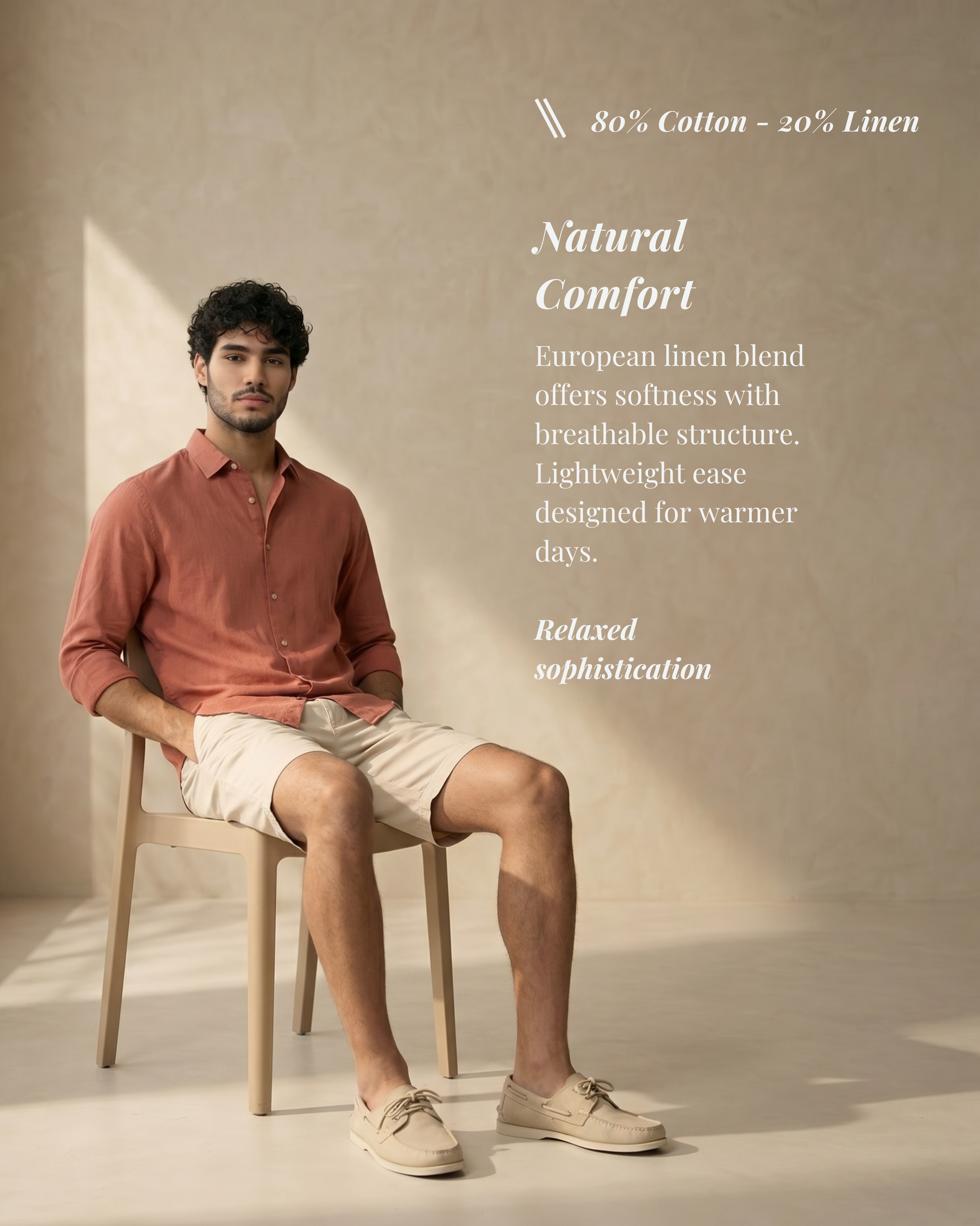Burnt Ochre Linen Blend Shirt