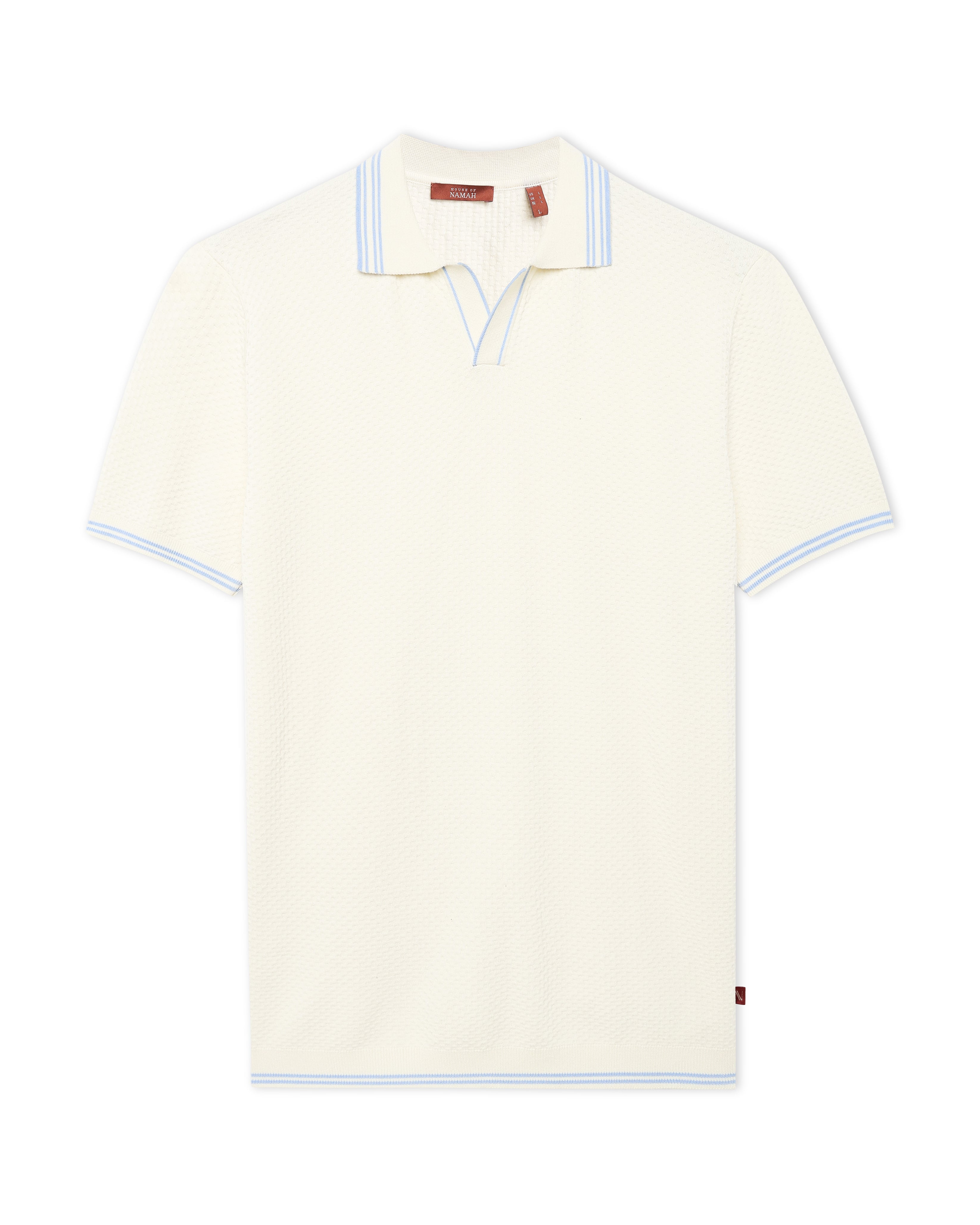 Soft White Ultra Stretch Waffle V-Polo