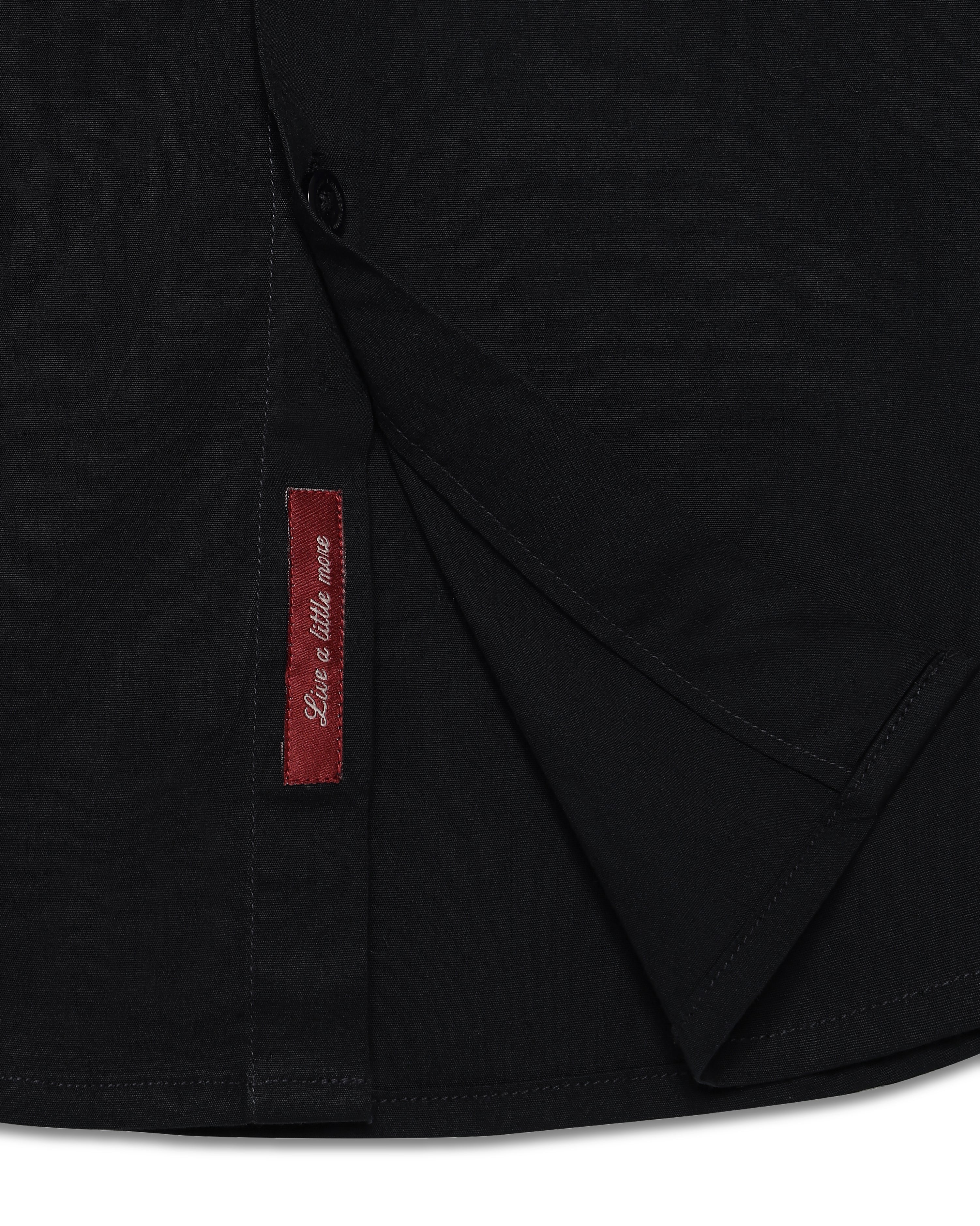 Ink Black Poplin Stretch Cotton Shirt