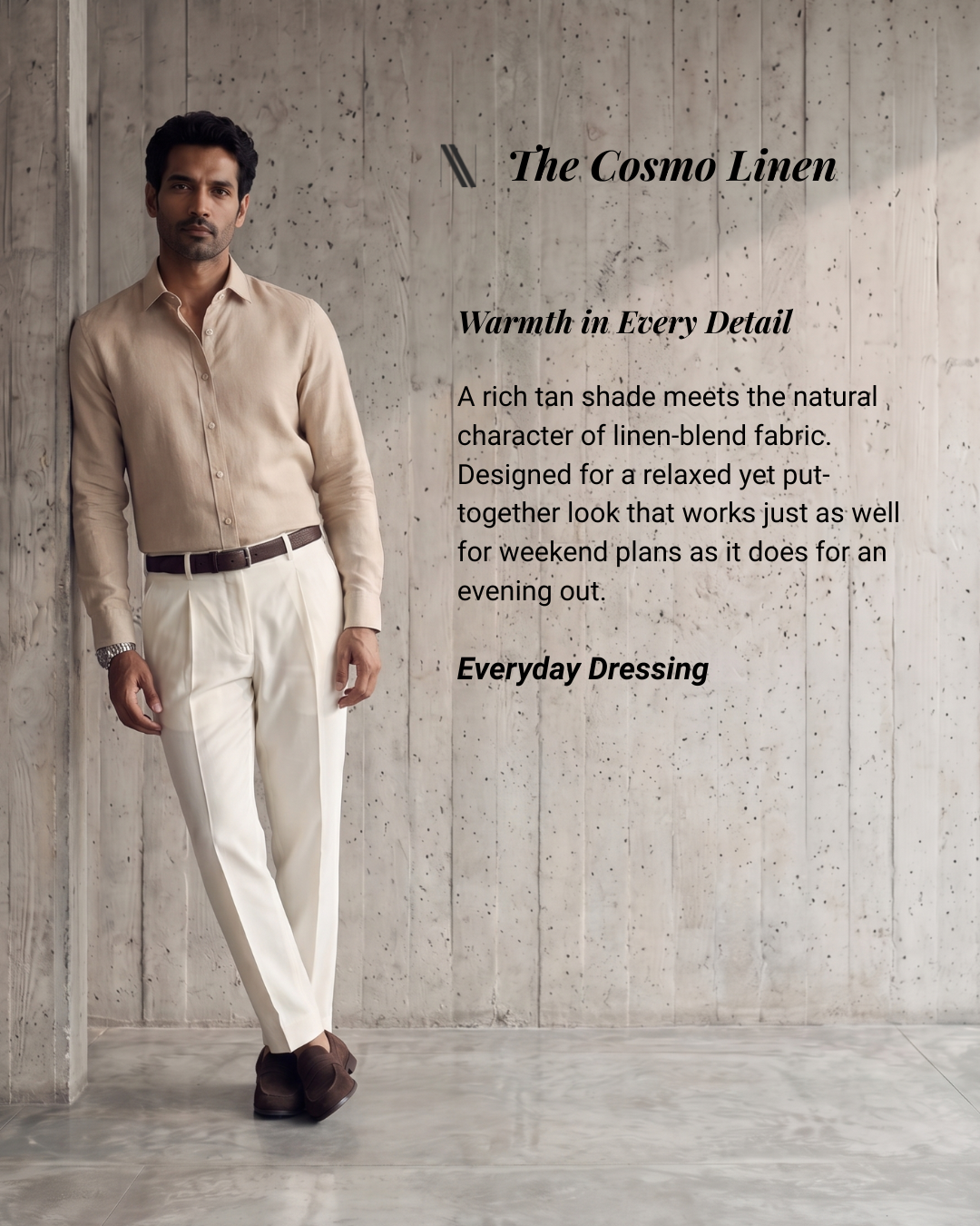 Warm Tan Cosmo Linen Blend Shirt