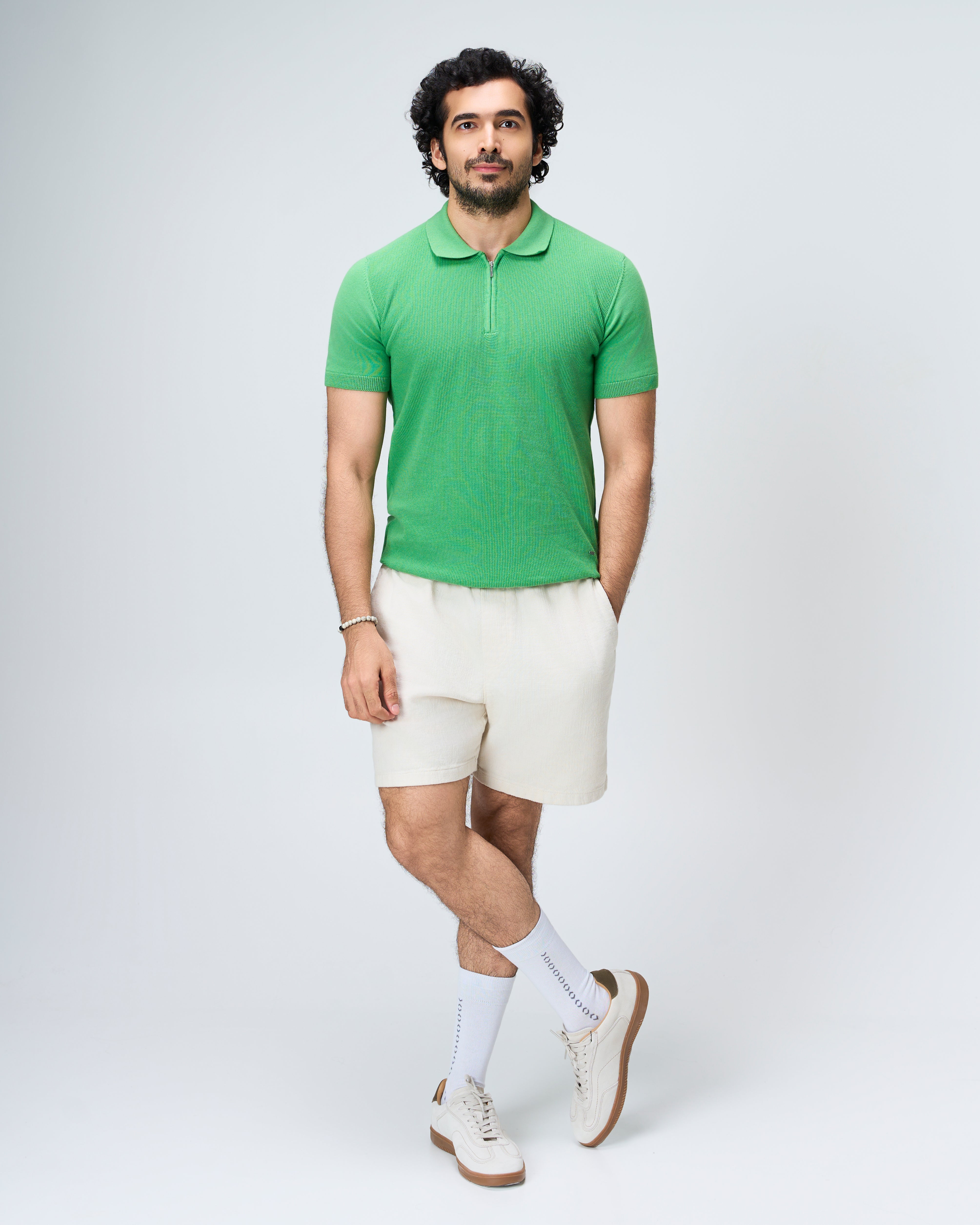 Grass Green Honeycomb Z-Polo - 100% Cotton - II