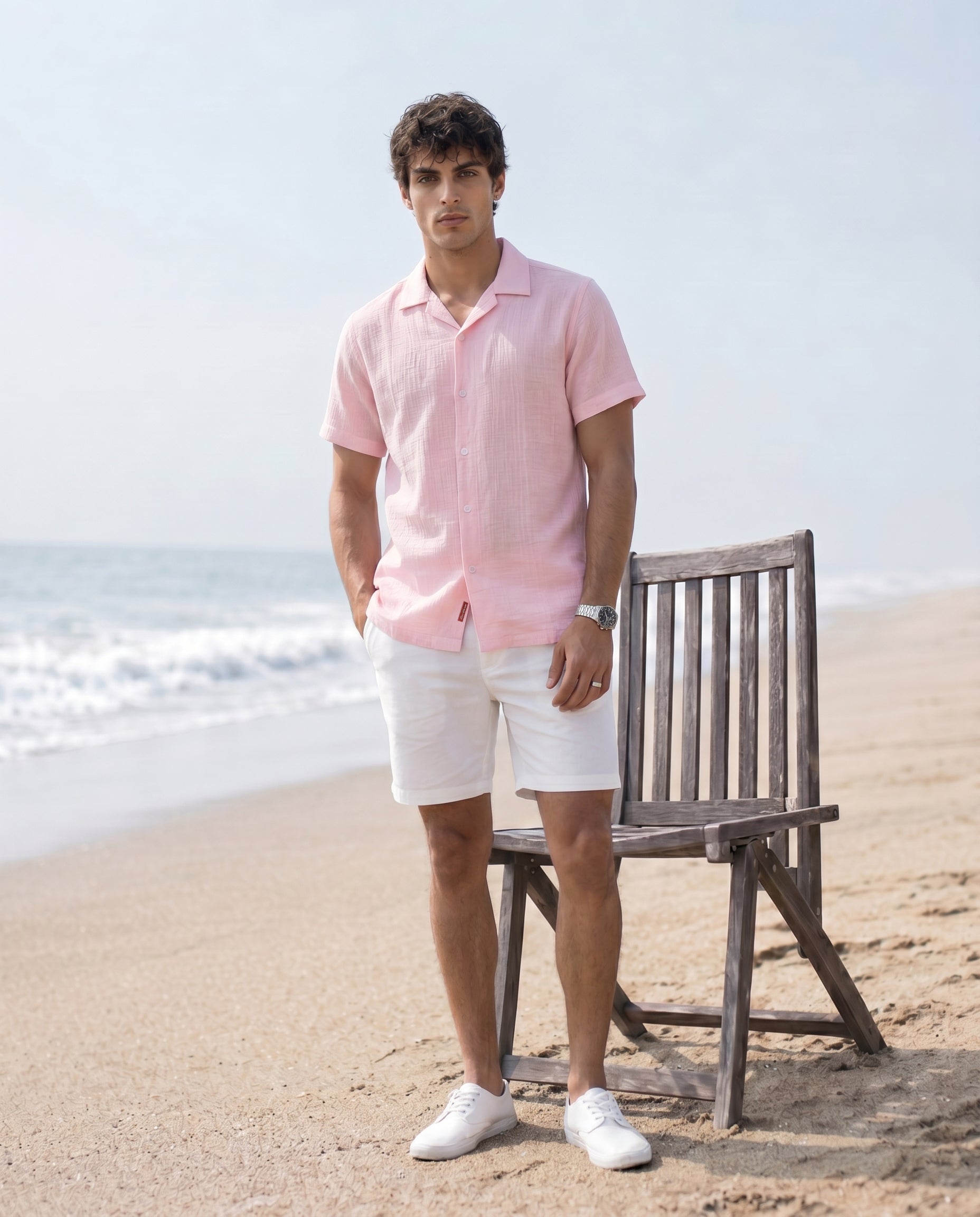 Pale Pink H/S Double-Cloth Cuban Shirt