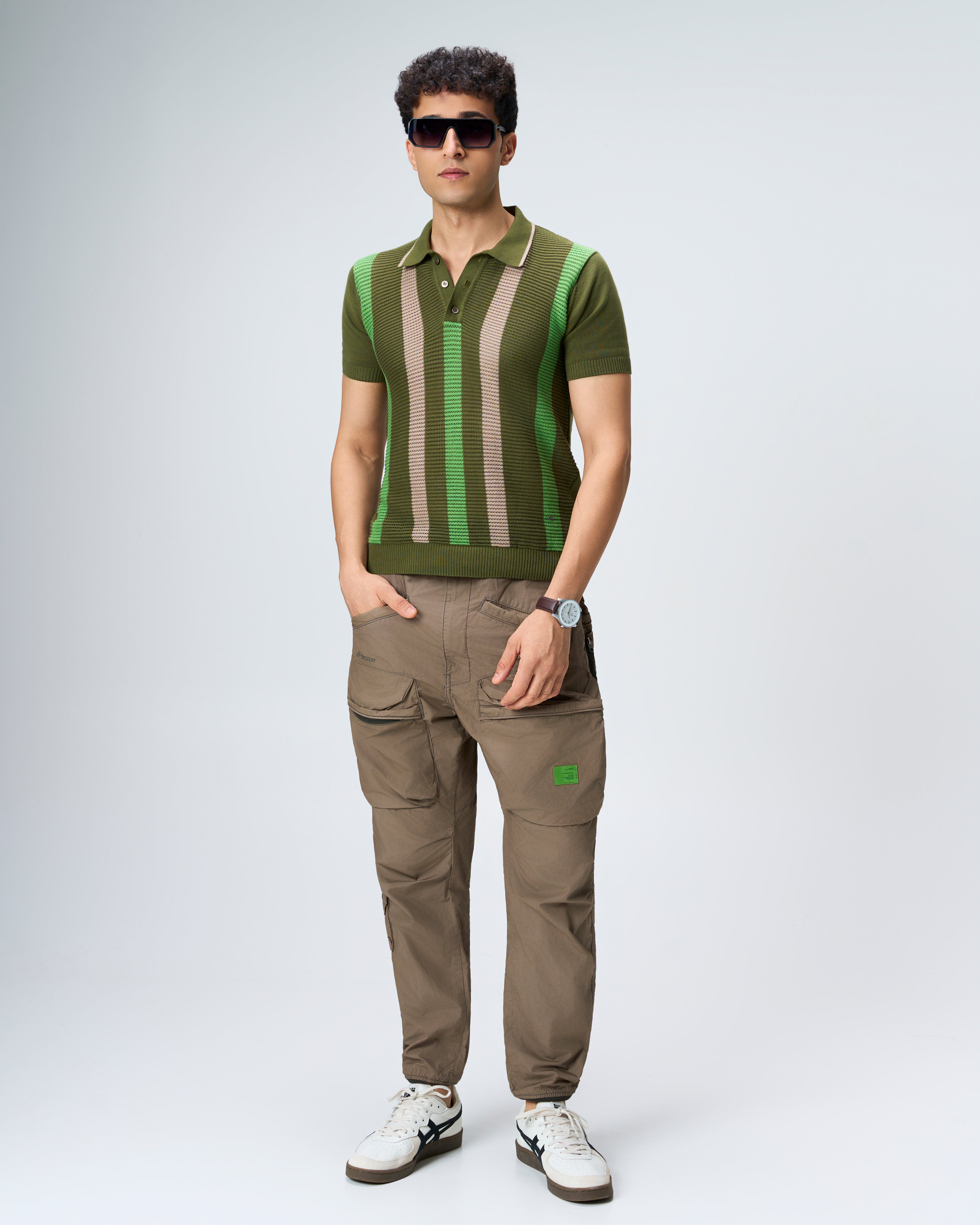 Olive Green Pixel Stripe B-Polo