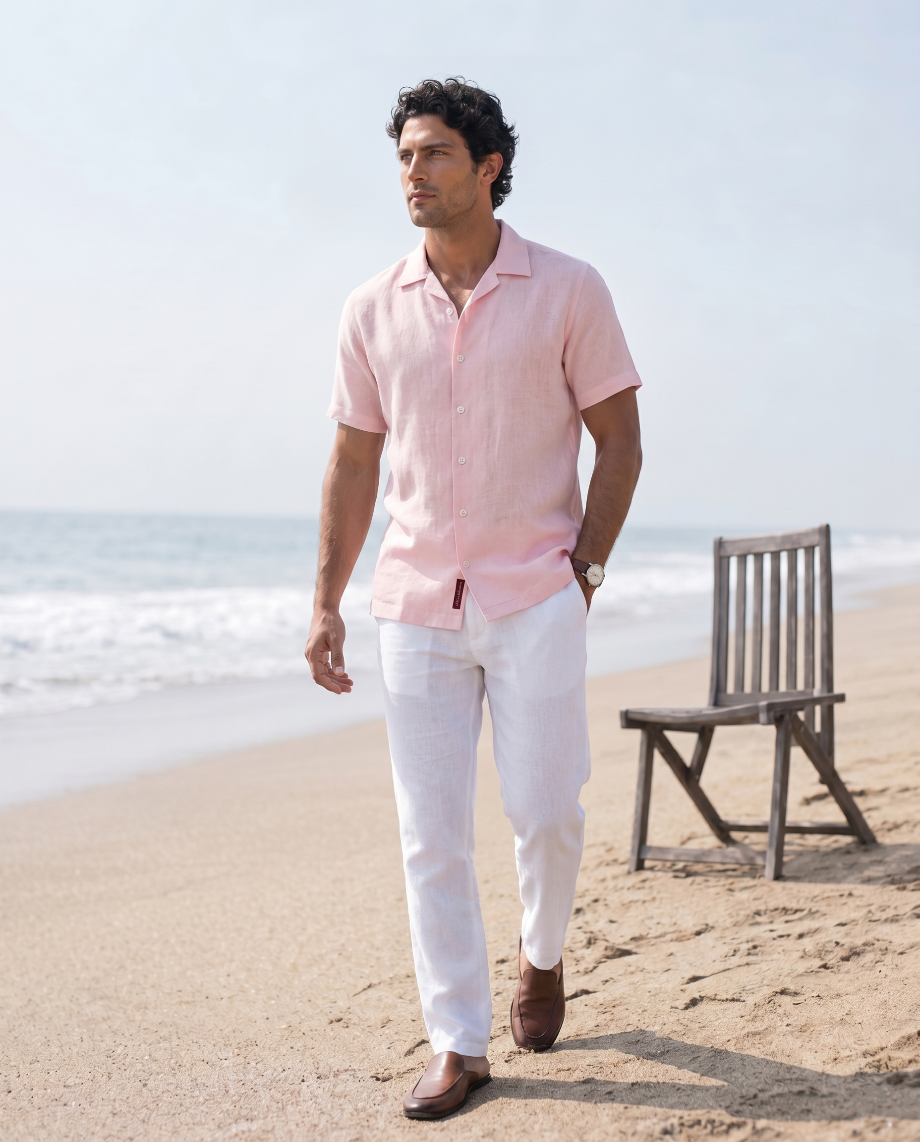 Pastel Pink Cuban Collar Shirt