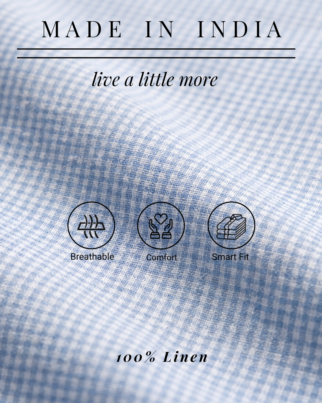Powder Blue Microcheck 100% Linen Shirt