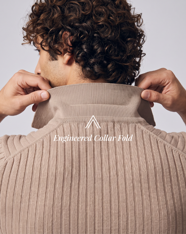 Warm Tan Cotton Bamboo V-Neck Polo