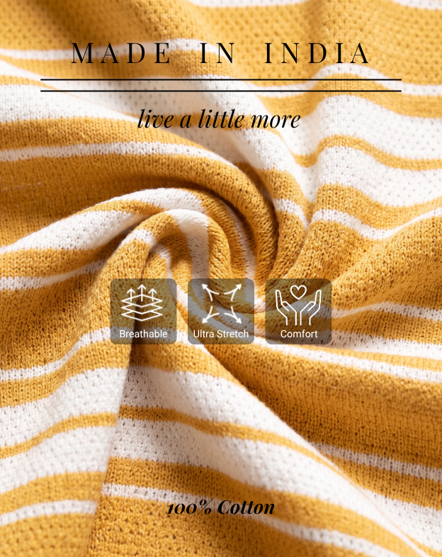 Golden Ochre Mesh Stripe AIRLOOP V-Polo