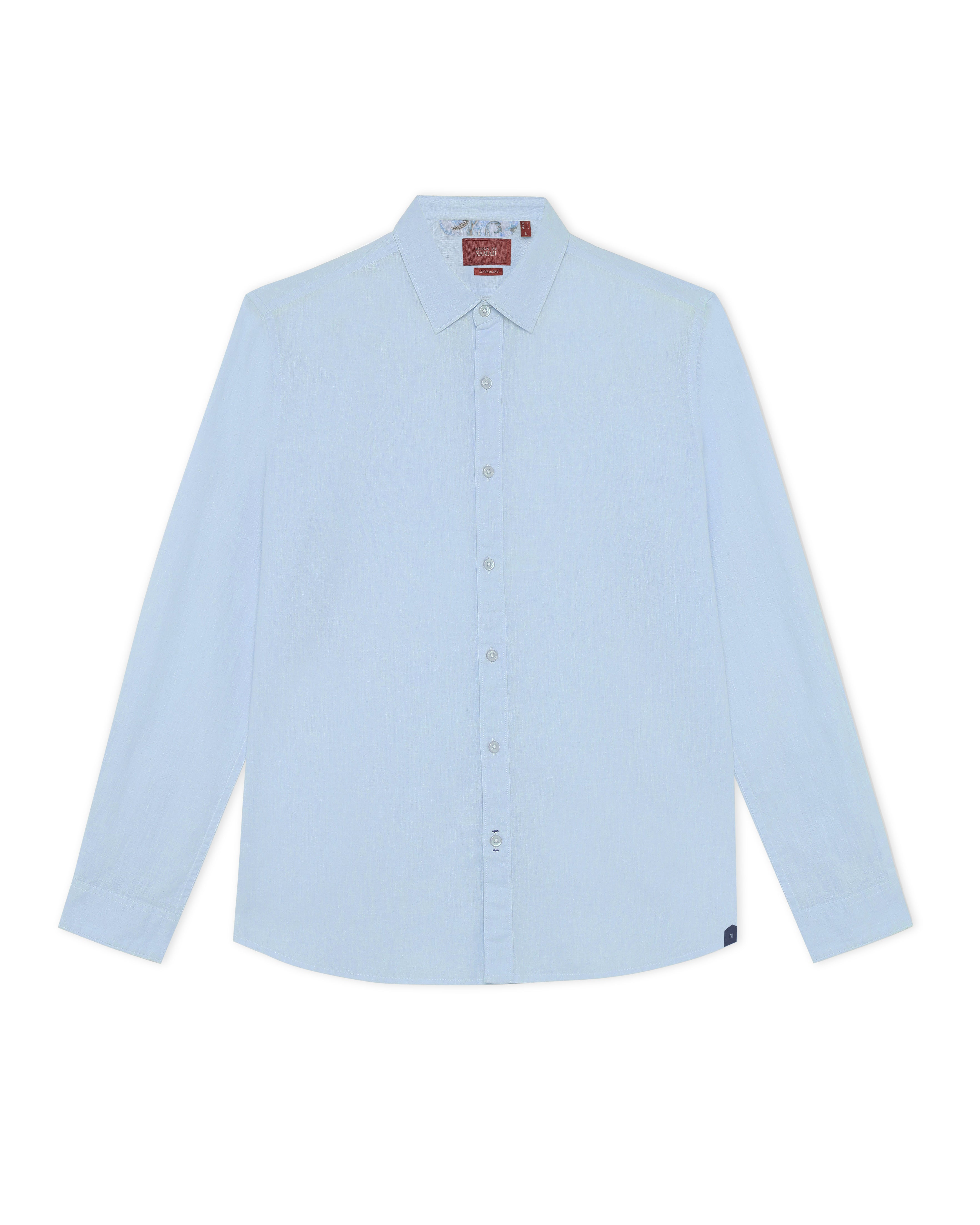 Ice Blue Breeze Linen Blend Shirt