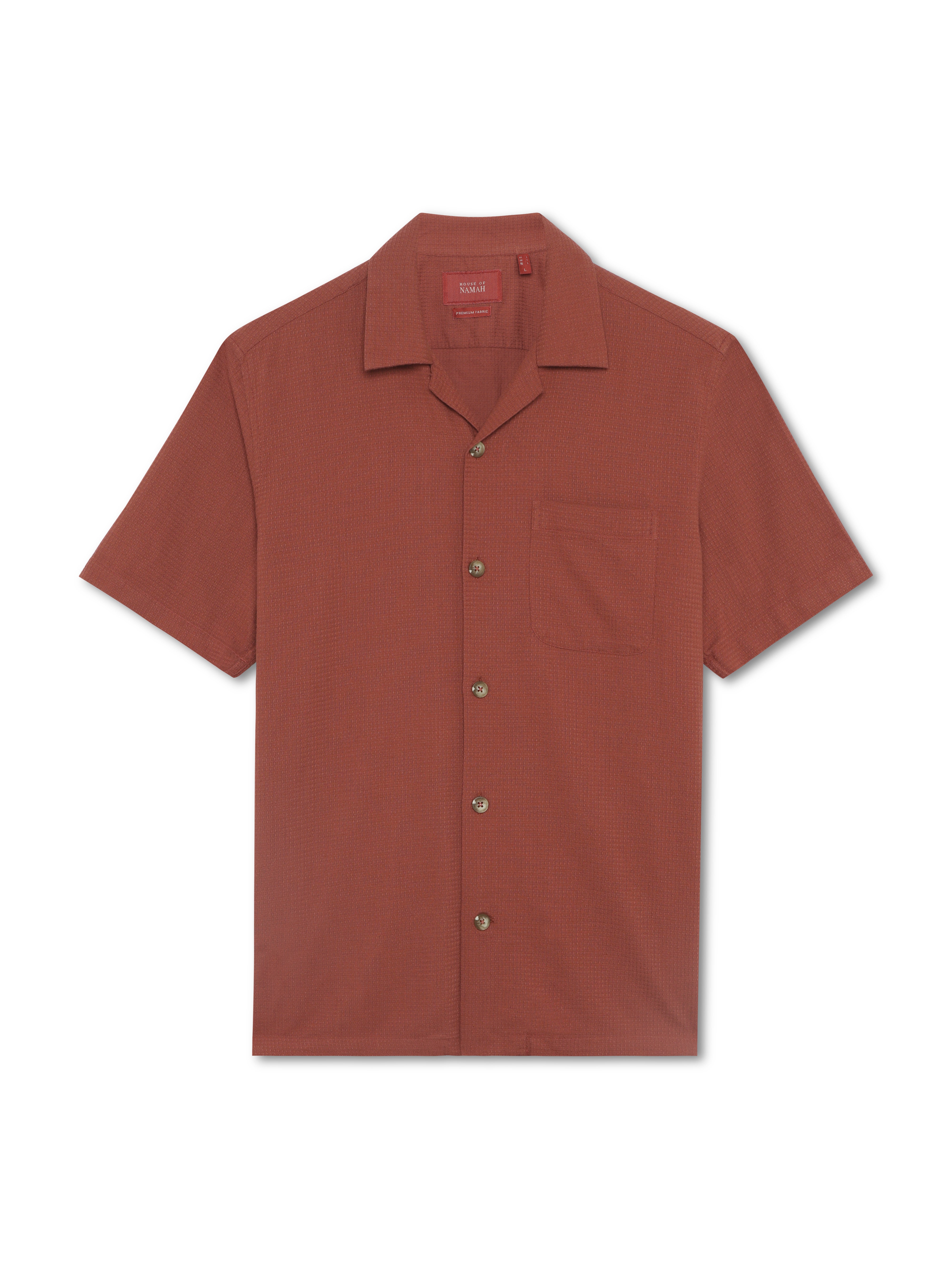 Burnt Sienna Dobby Micro Grid Shirt