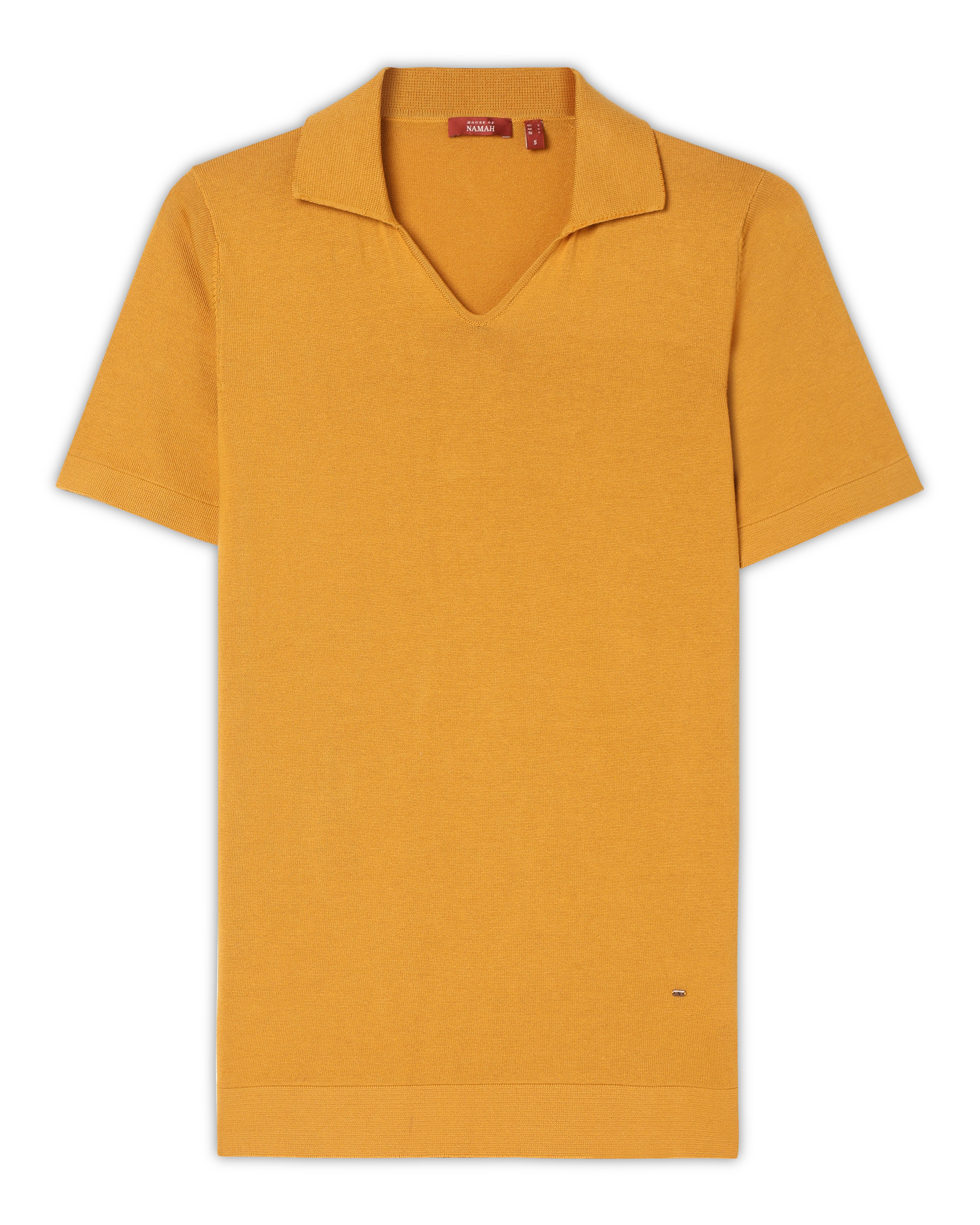 Mustard Piqué U-Polo - 100% Cotton - II