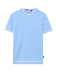 Sky Blue Contrast Neck T-Shirt
