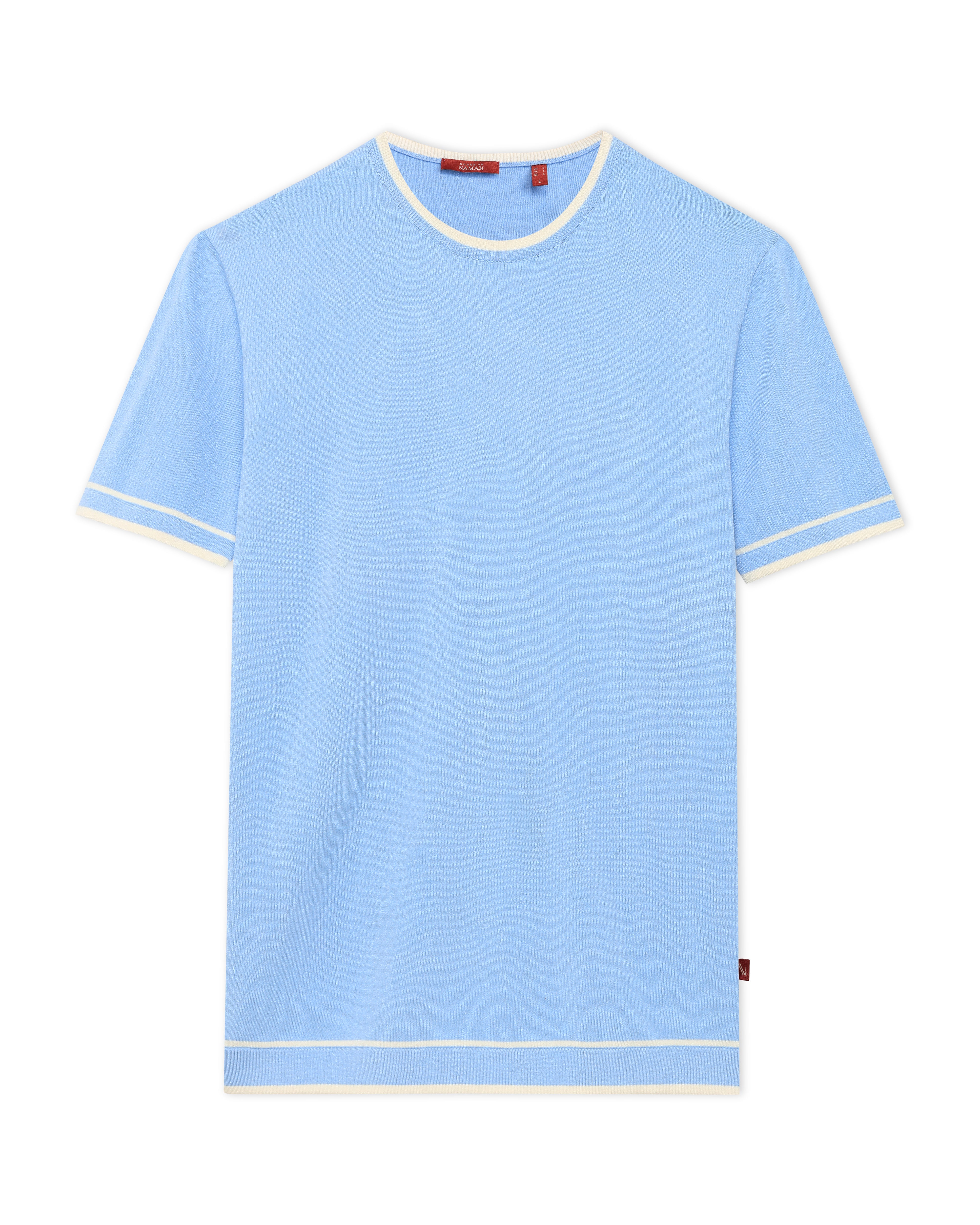 Sky Blue Contrast Neck T-Shirt