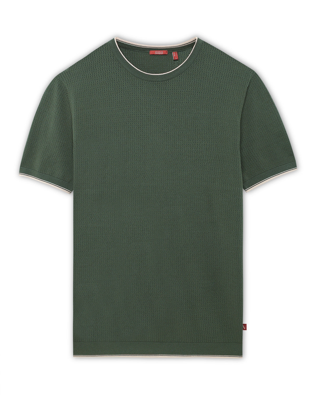 Khaki Green Contrast Neck T-Shirt