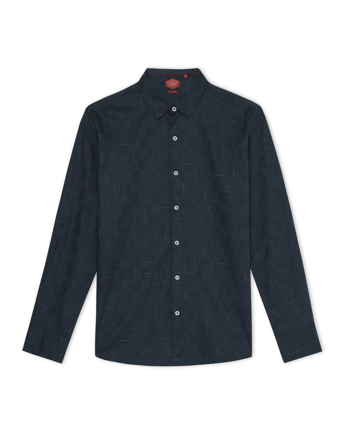 Indigo Navy Rustic Grid 100% Linen Shirt