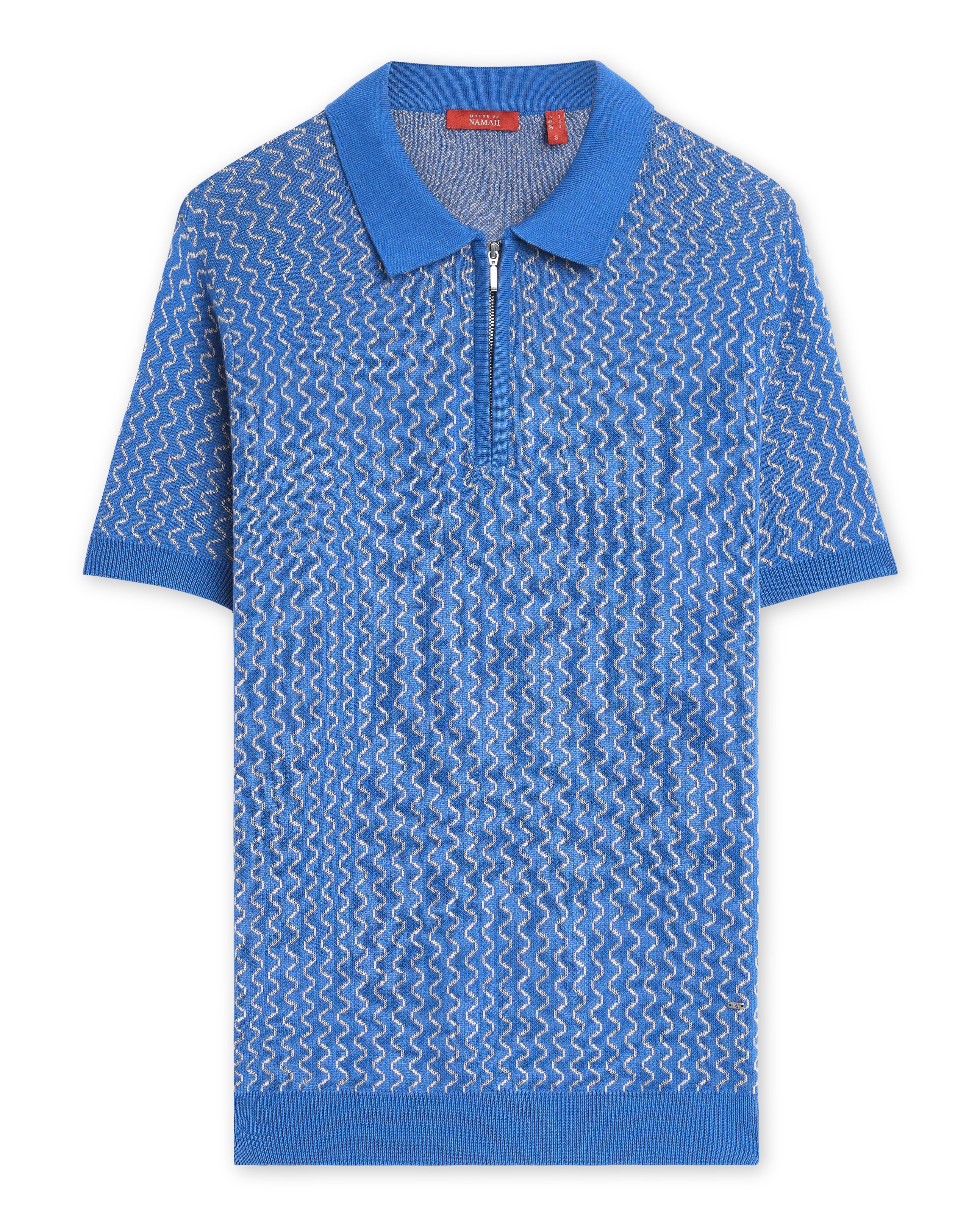 Denim Blue Waveline Z-Polo - 100% Cotton - II