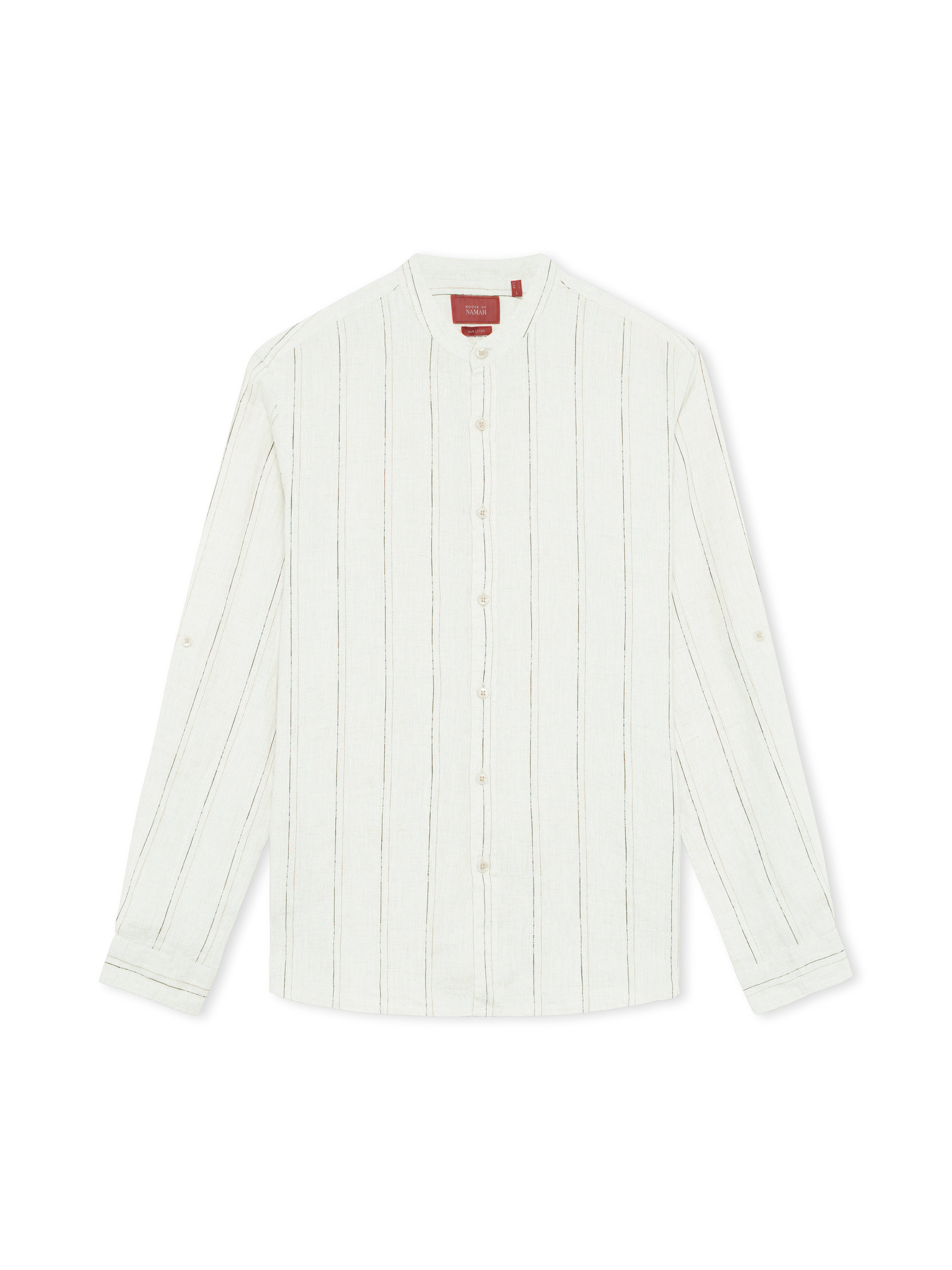 Soft White 100% Linen Striped Shirt