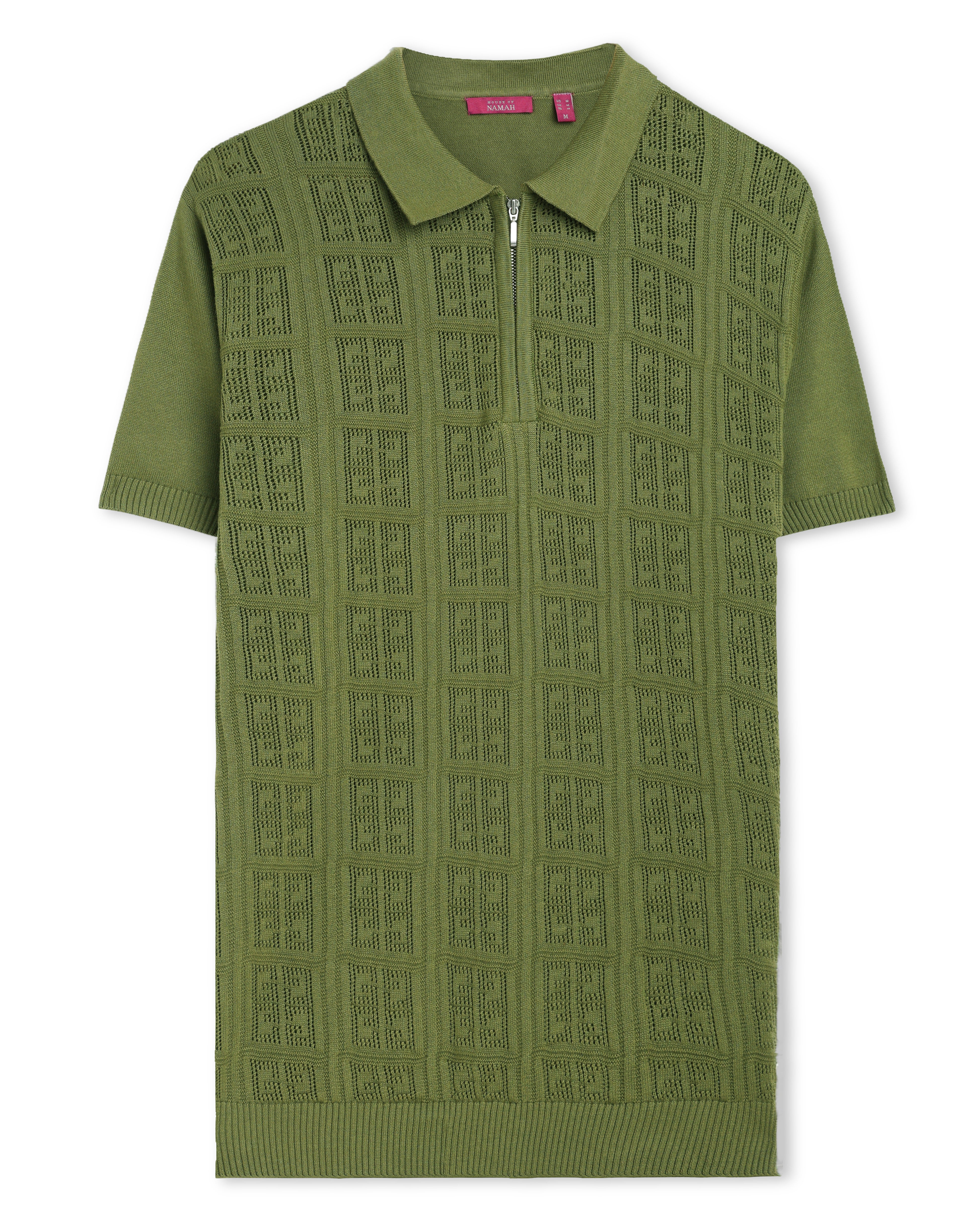 Sage Green Martix Z-Polo - 100% Cotton - II