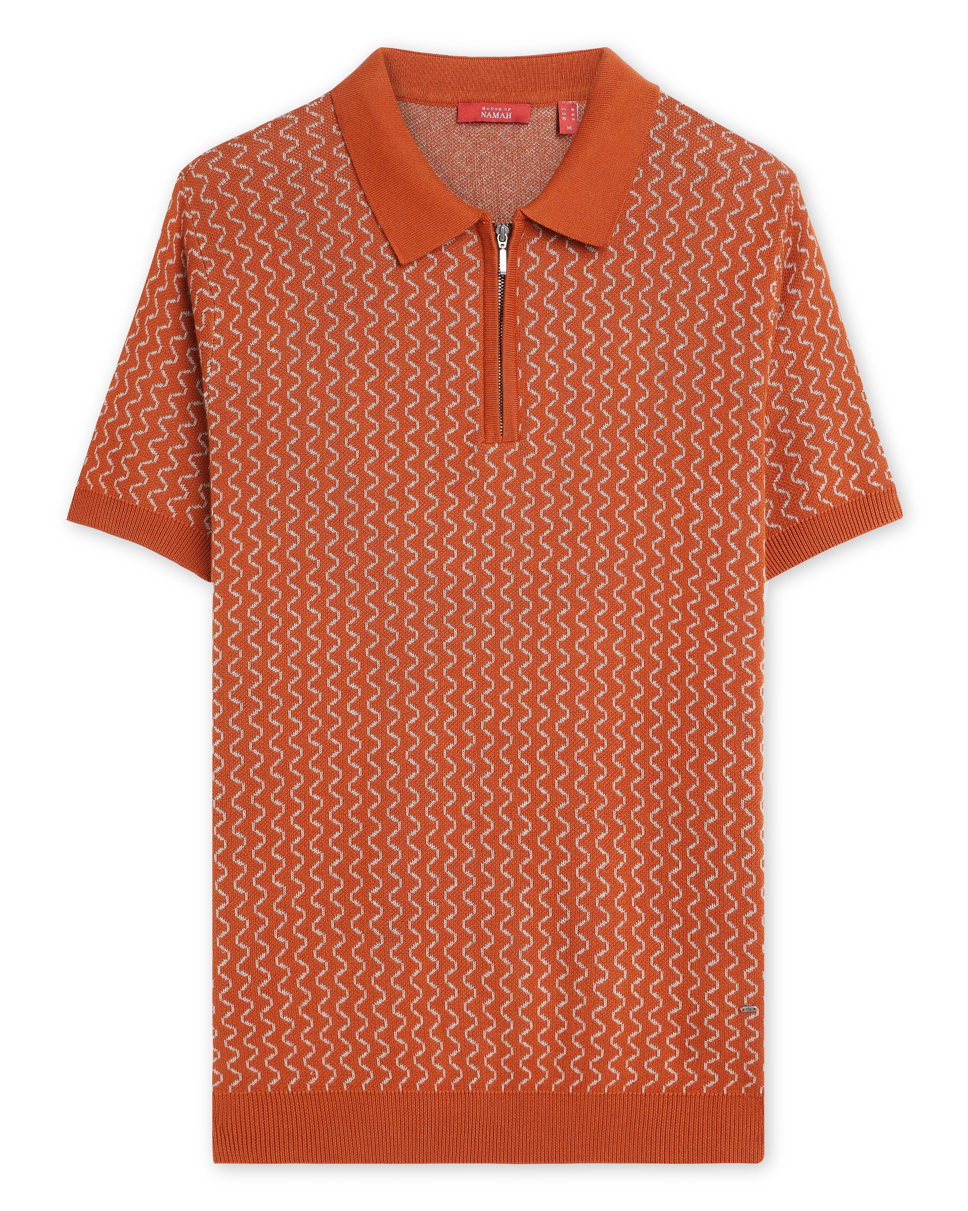 Burnt Ochre Waveline Z-Polo - 100% Cotton - II