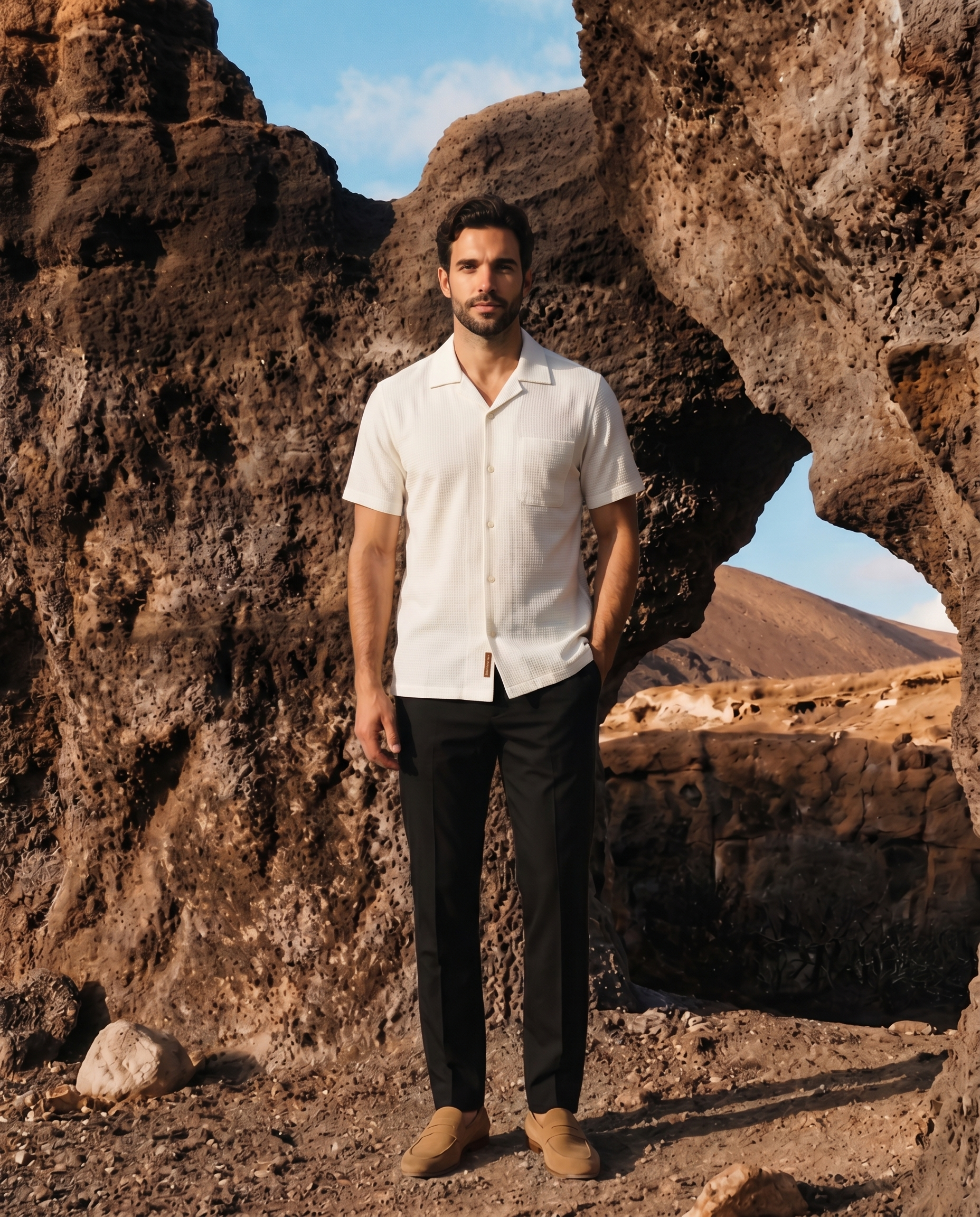 Soft White Dobby Micro Grid Shirt