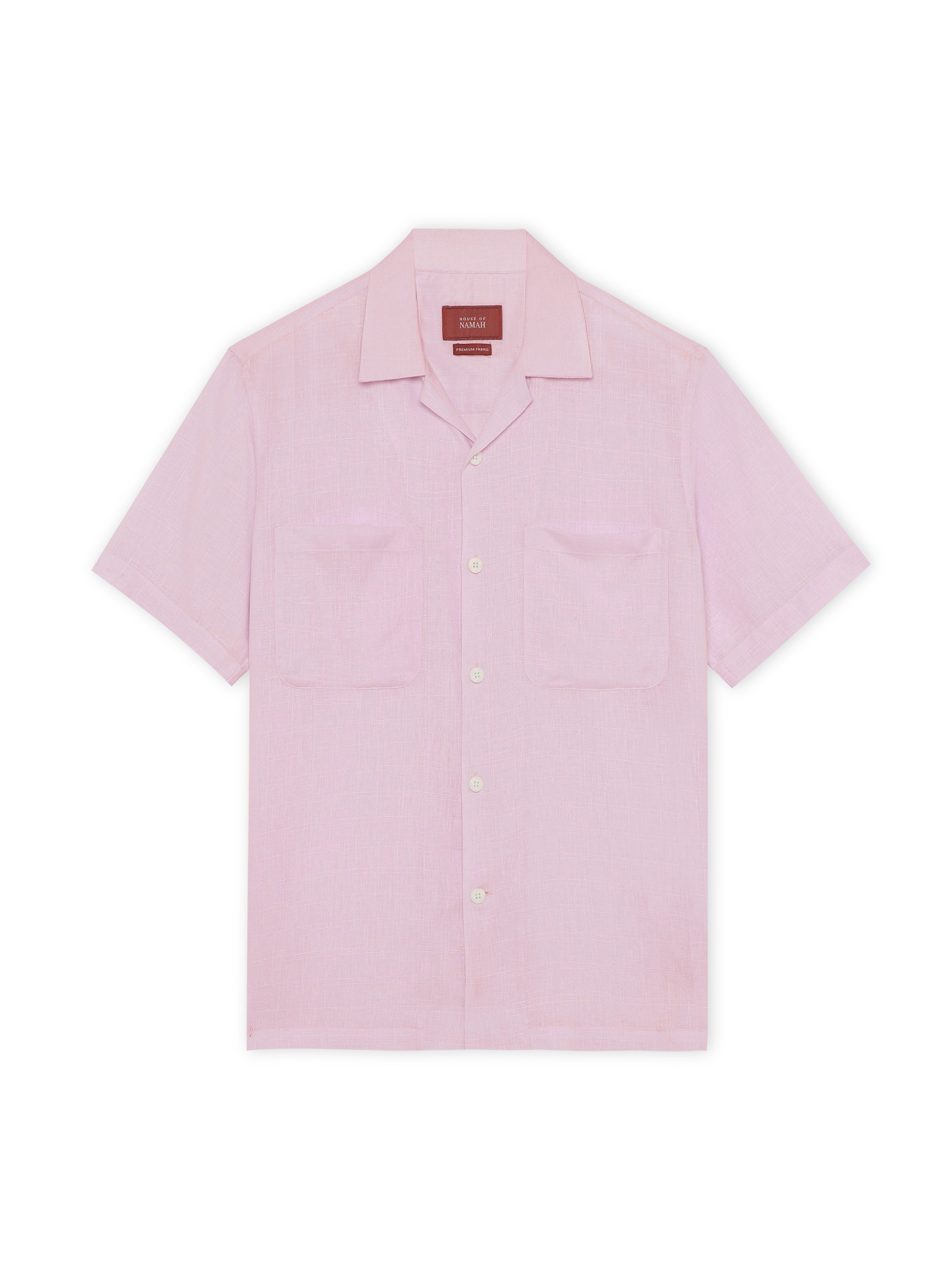Muted Rose Double Pocket Linen Blend Shirt