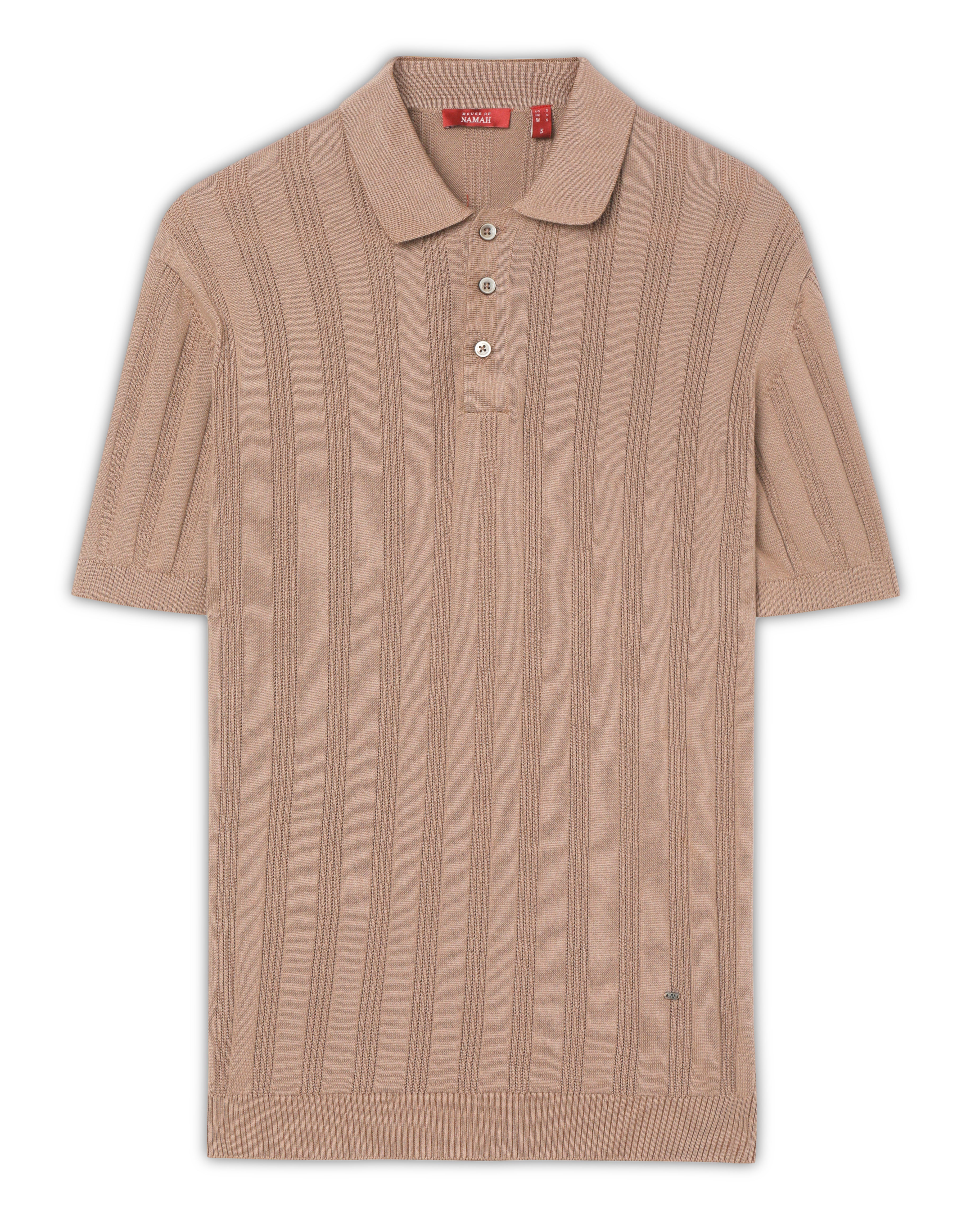 Warm Tan Linear B-Polo - 100% Cotton - II