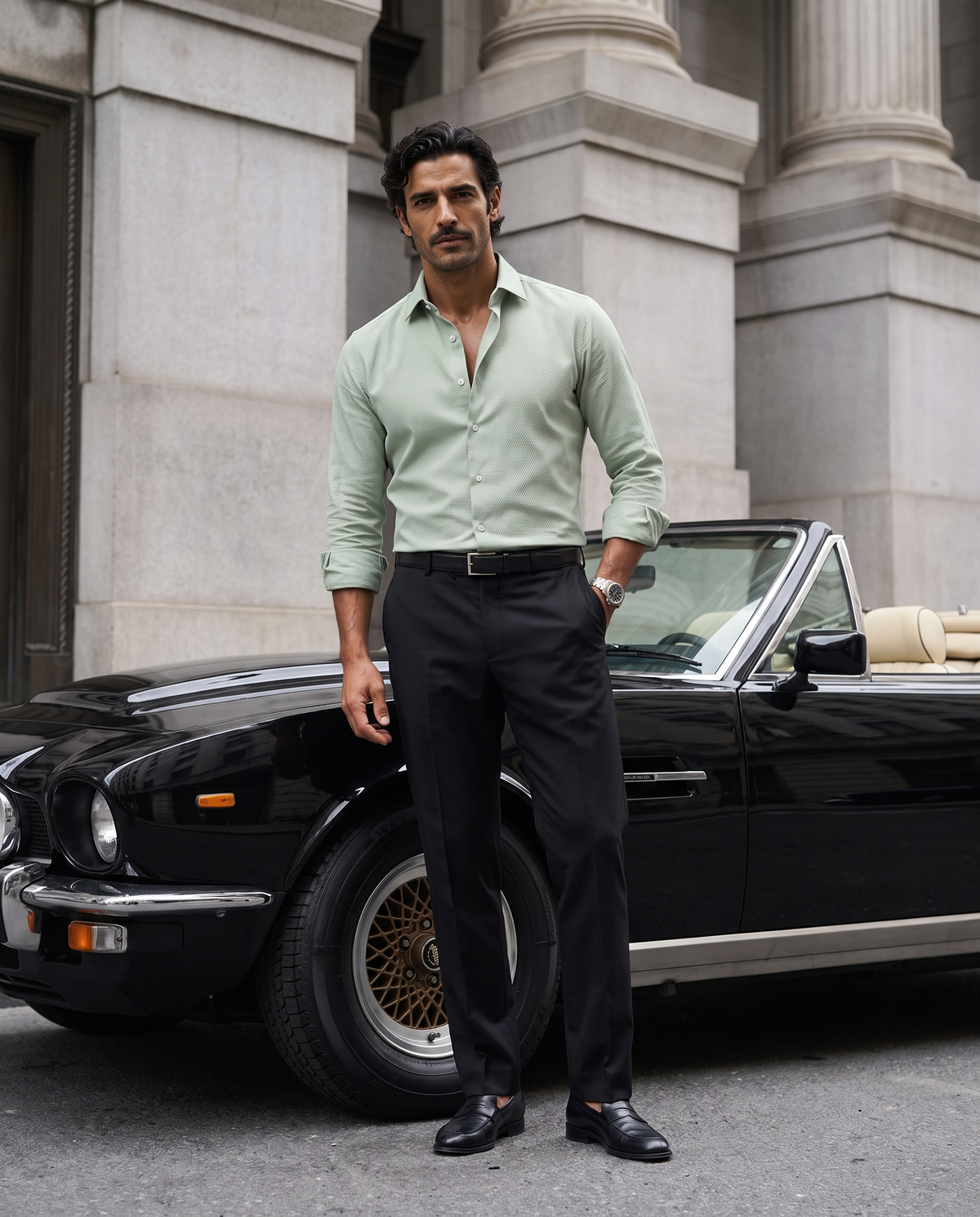 Soft Sage Honeycomb Weave Shirt