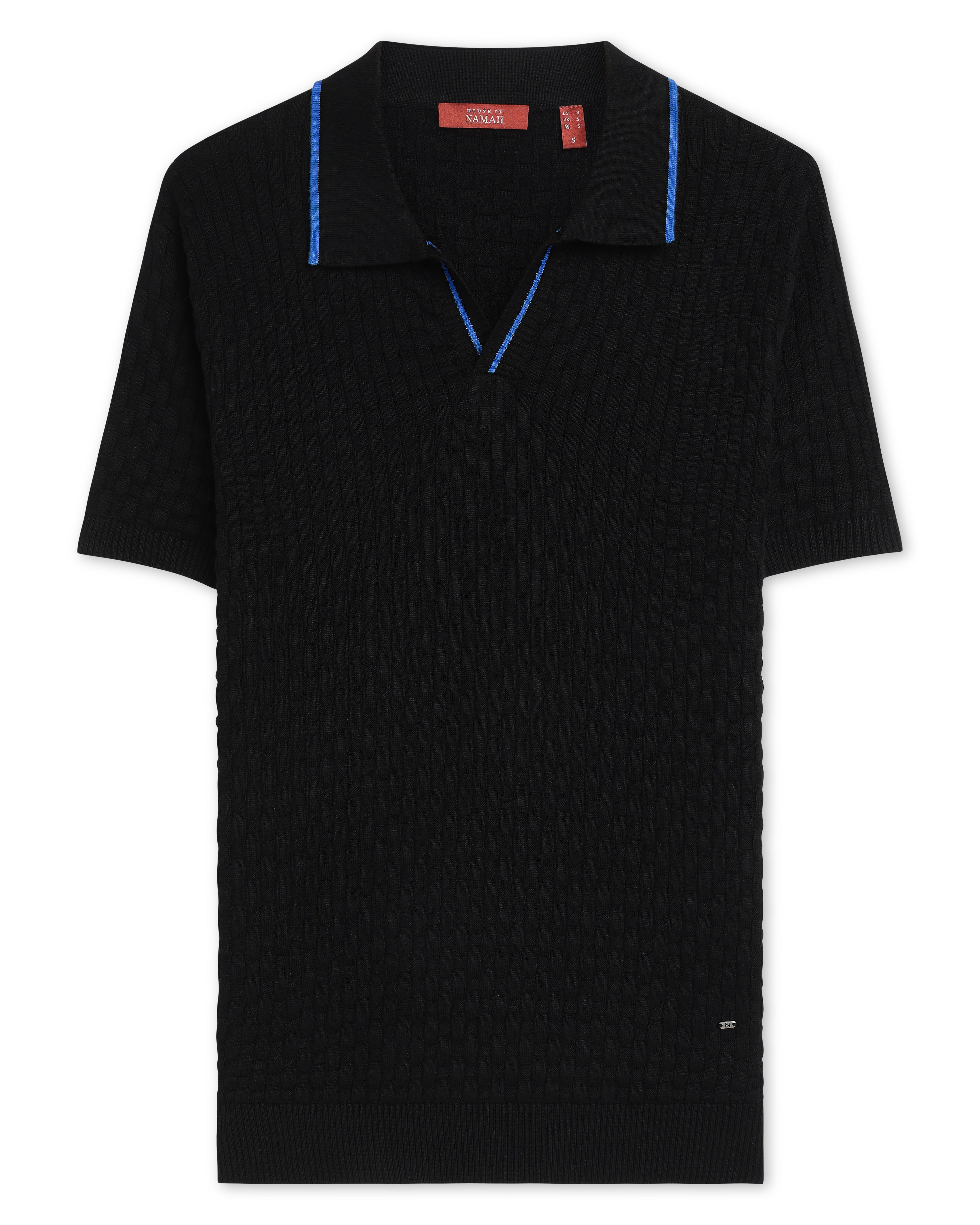 Electric Blue Piping Basket V-Polo - 100% Cotton - II