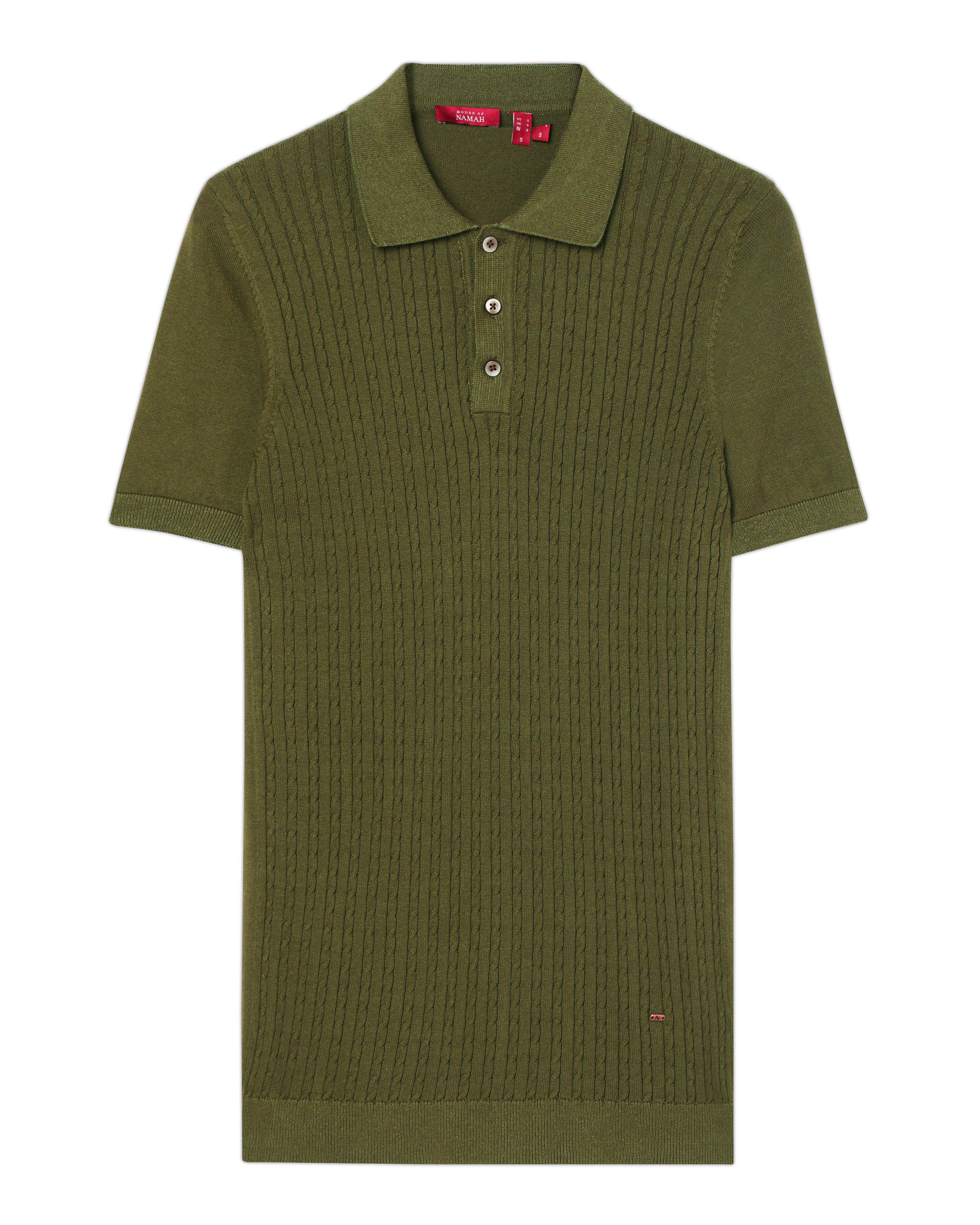 Khaki Green Cable B-Polo - 100% Cotton - II