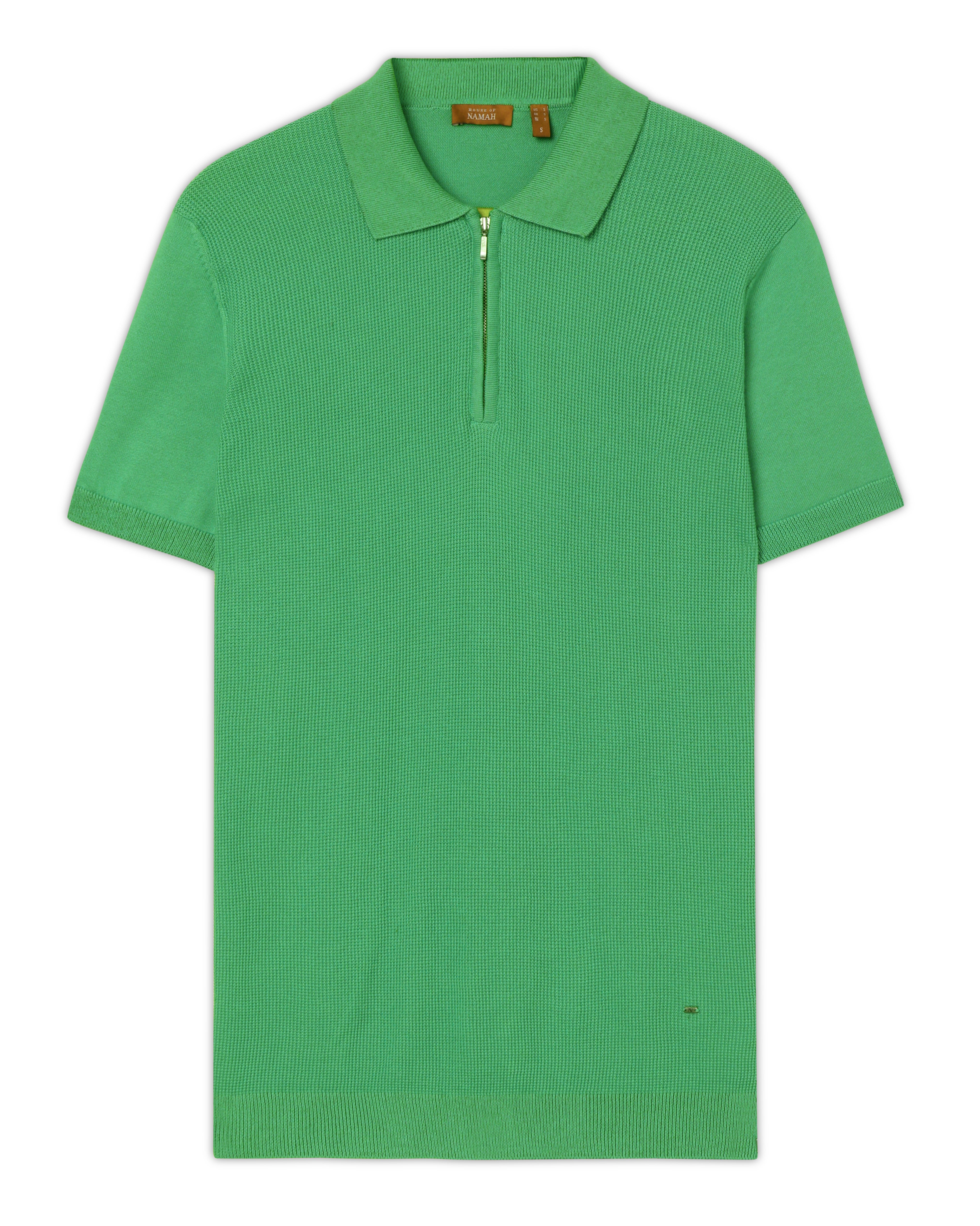 Grass Green Honeycomb Z-Polo - 100% Cotton - II
