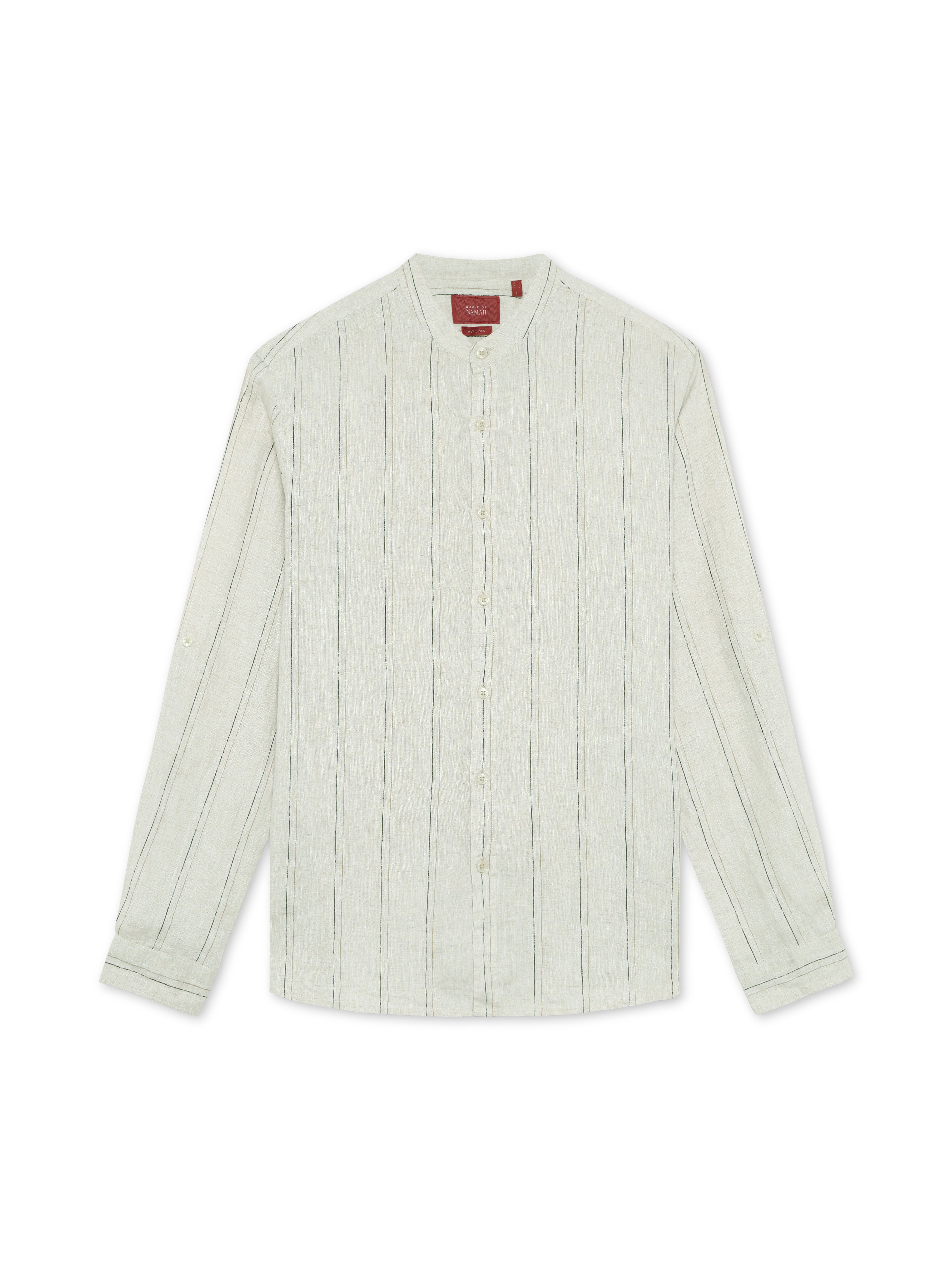Ivory 100% Linen Striped Shirt