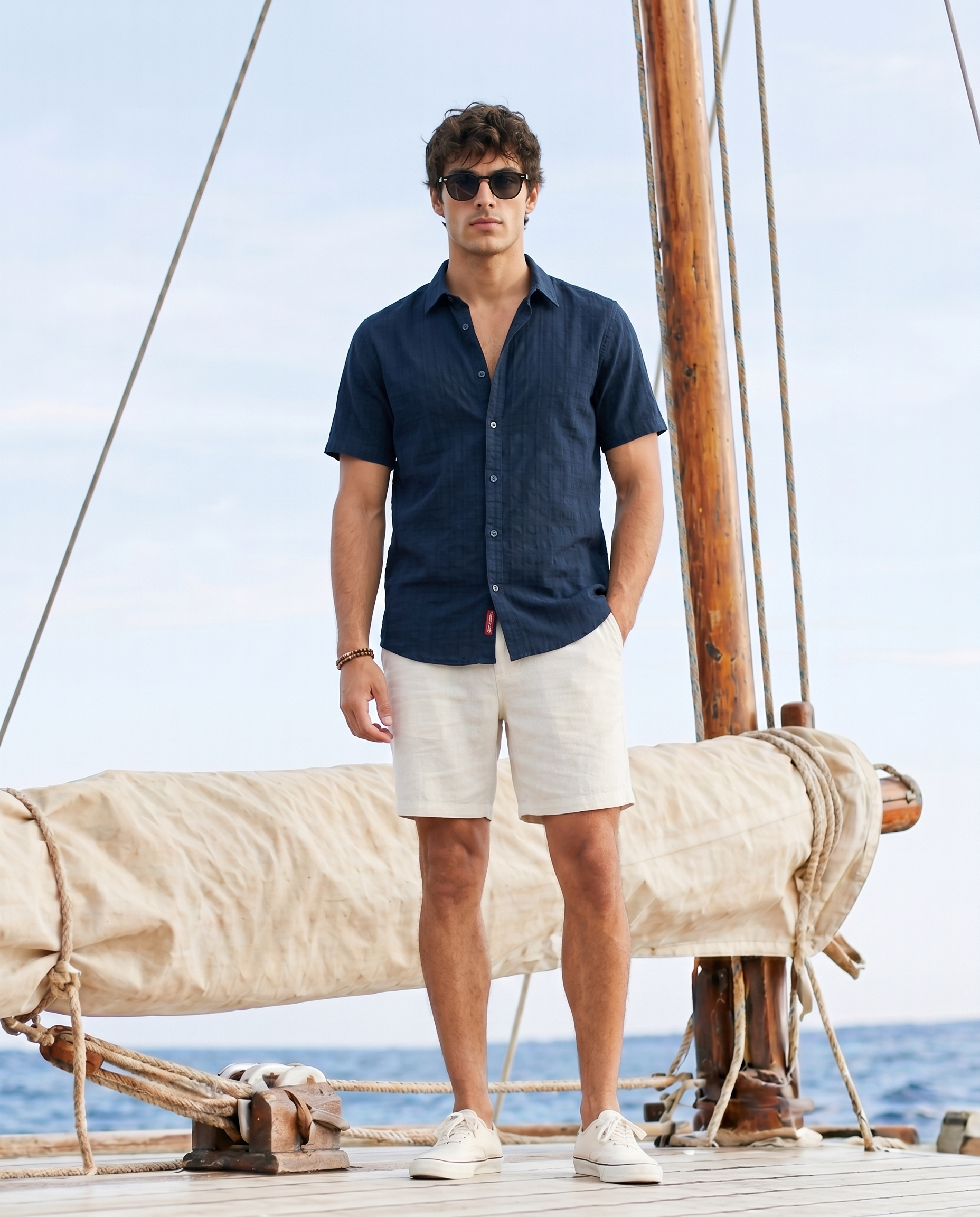 Midnight Blue Self Checks H/S Shirt