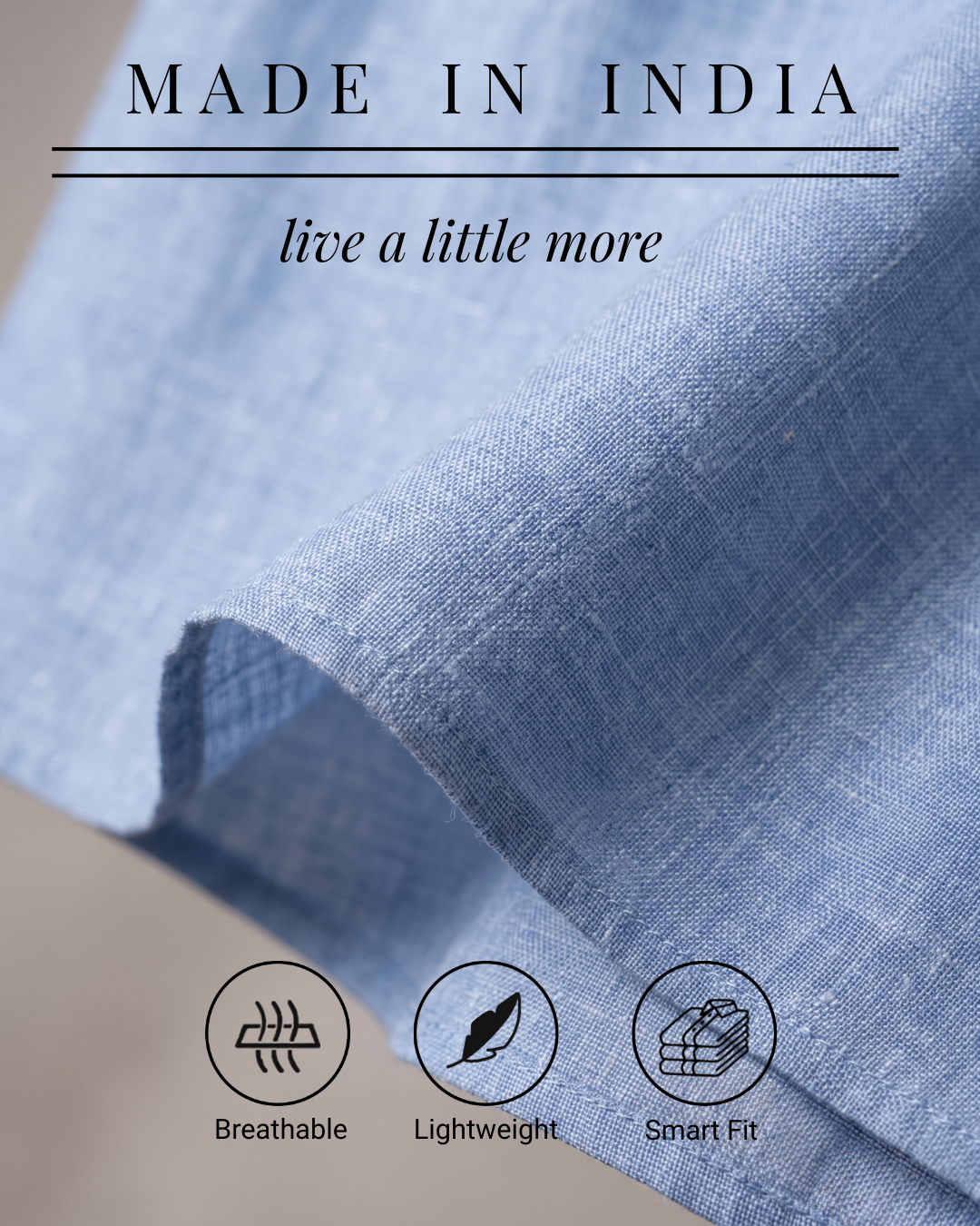 Powder Blue Mélange Linen Blend Shirt
