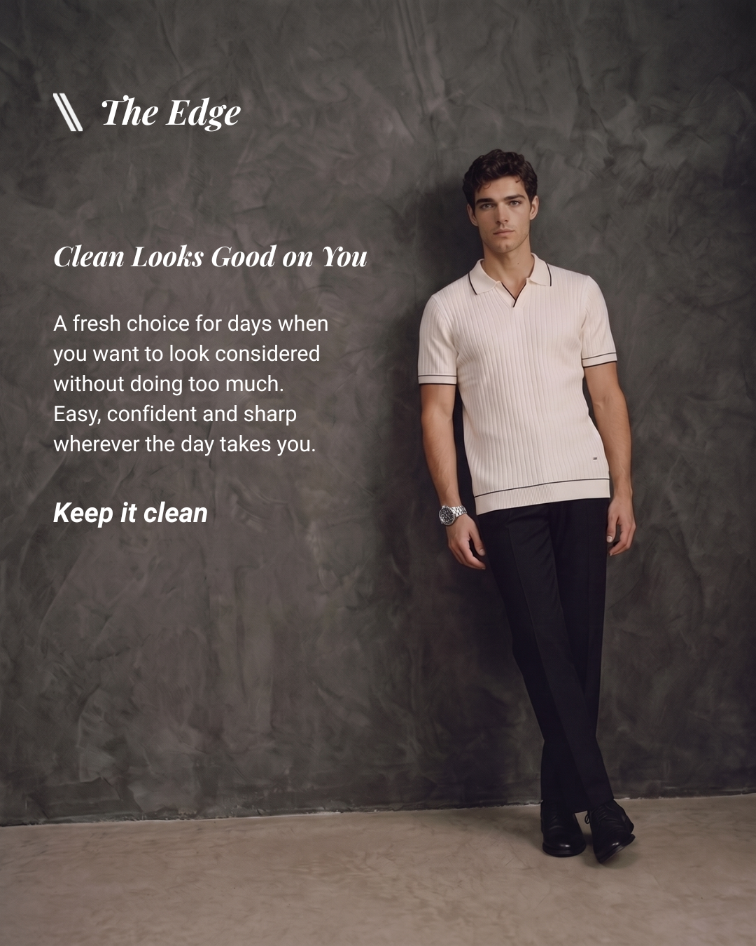 Soft White Edge V-Polo