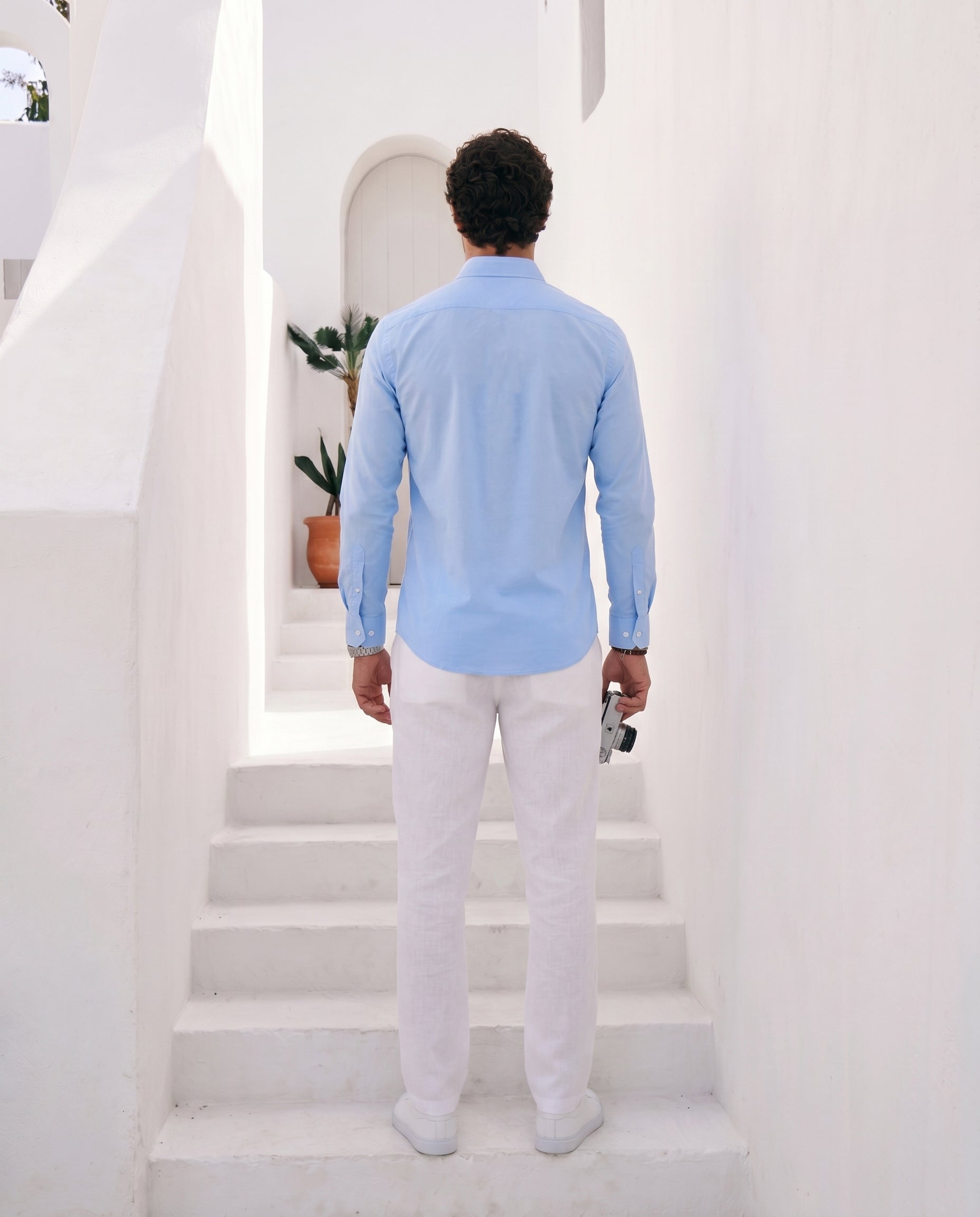 Powder Blue 100% Cotton Oxford Chambray Shirt